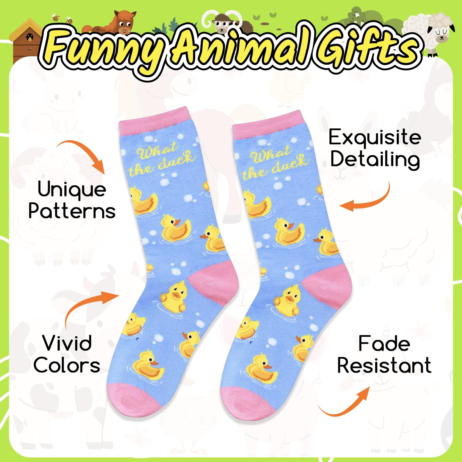 HappyPop Funny Duck & Cat Cow Socks for Women - Cute Bunny Novelty Socks - Perfect Gift for Her - Great for Christmas, Birthdays & Casual Wear