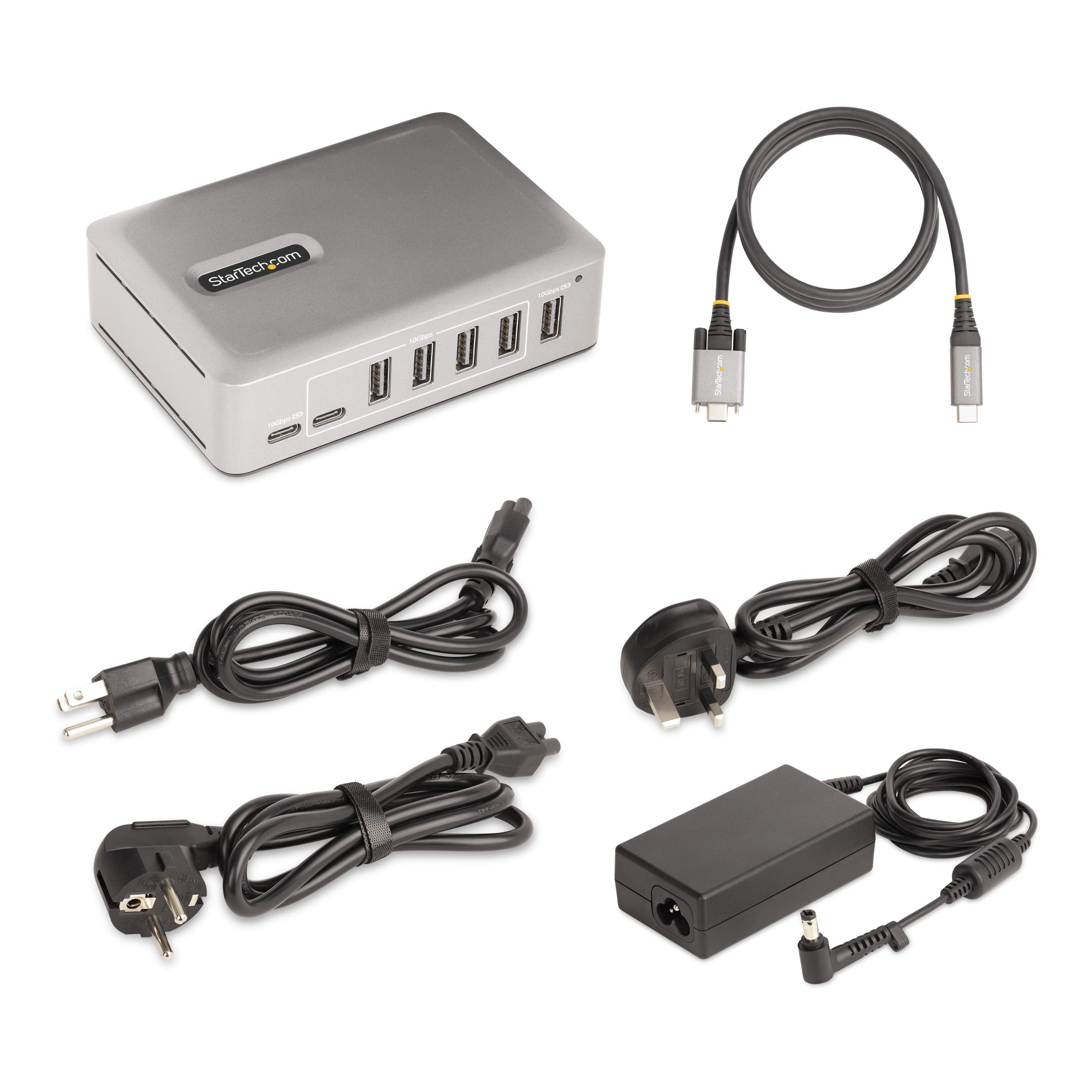 StarTech.com 7-Port USB-C Hub with 65W Power Supply - 5 USB-A & 2 USB-C Ports - 10Gbps USB 3.1 Data Transfer - Desktop & Laptop USB Hub - Includes 3ft Locking Cable - Perfect for Home Office, Gaming & Multi-Device Charging (10G5A2CS-USB-C-HUB)