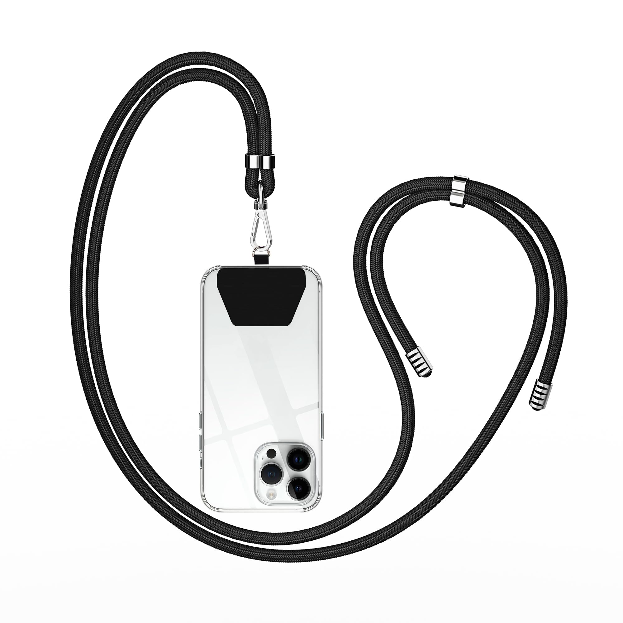 Takyu Adjustable Nylon Phone Lanyard - Universal Smartphone Neck Strap for iPhone, Samsung & Most Devices - Secure Hands-Free Use for Work, Travel & Outdoor Activities (Black)