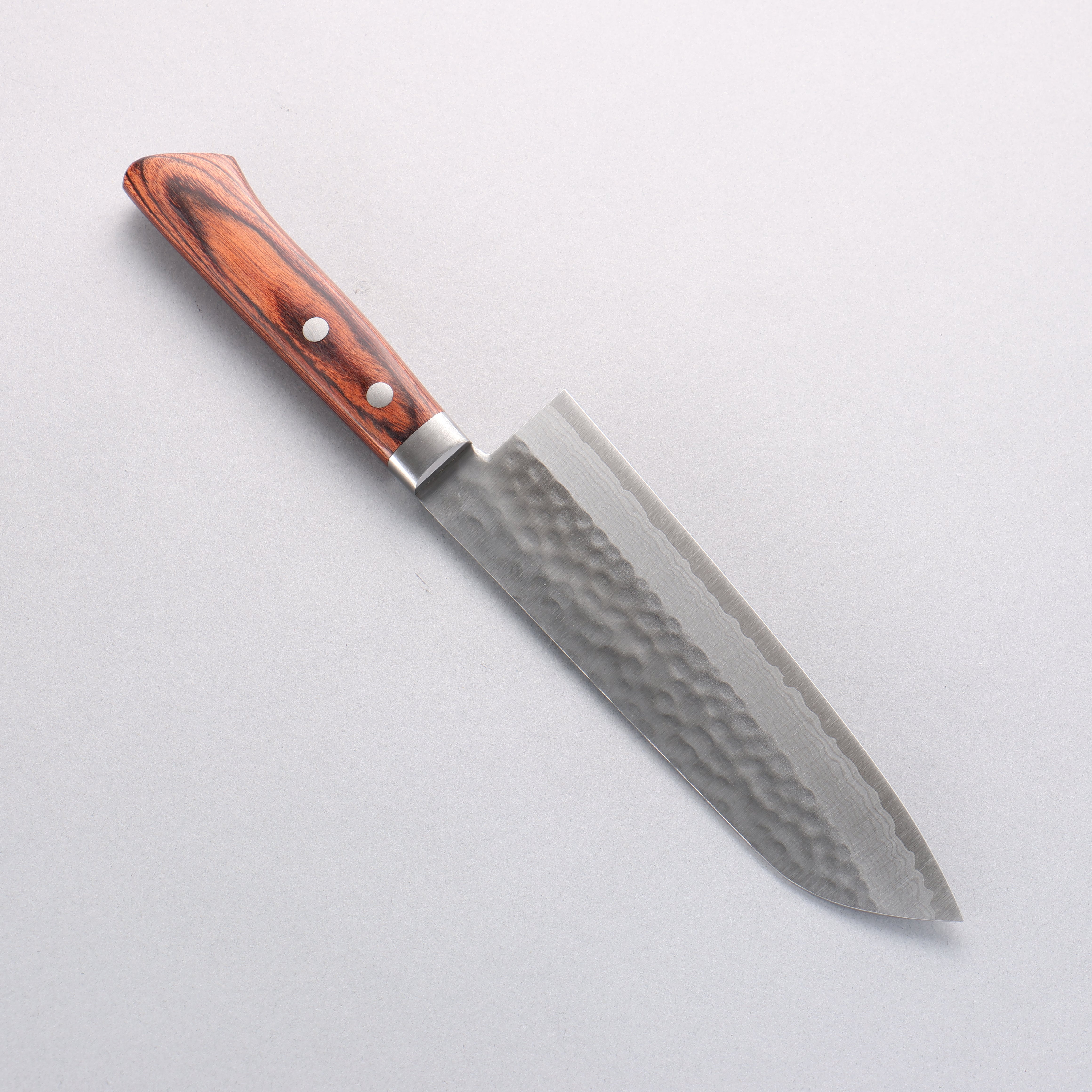 Premium Kunihira Kokuryu VG10 Hammered Damascus Santoku Knife 170mm - Japanese Chef Knife with Mahogany Handle - Perfect for Slicing, Dicing & Chopping Vegetables, Meat & Fish