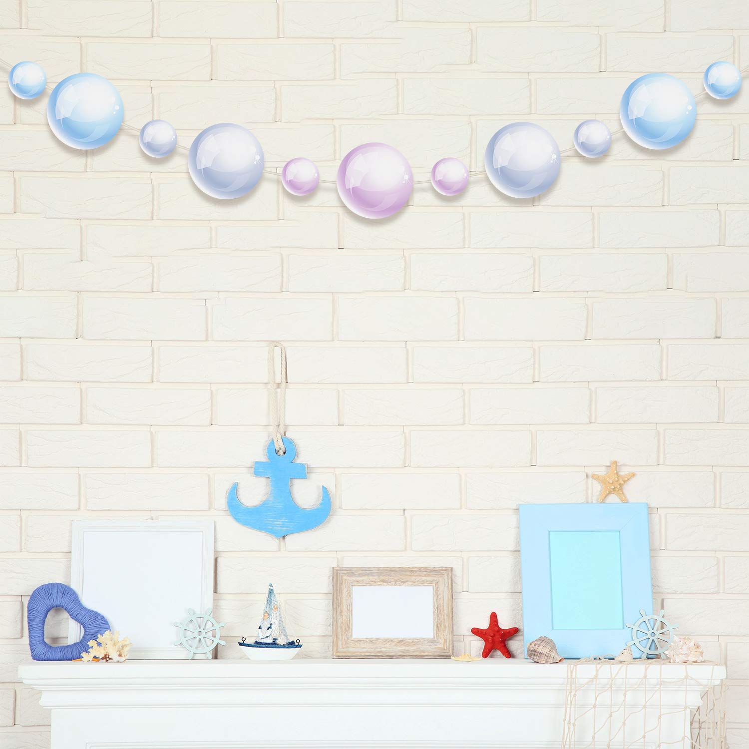 Outus 30-Piece Bubble Wall Decals - Ocean Themed Mermaid Cutouts for Baby Shower Party Decor, Bathroom & Bedroom Wall Stickers - Perfect for Underwater Theme Parties, Nursery Decor, and Bubble Bath Backgrounds