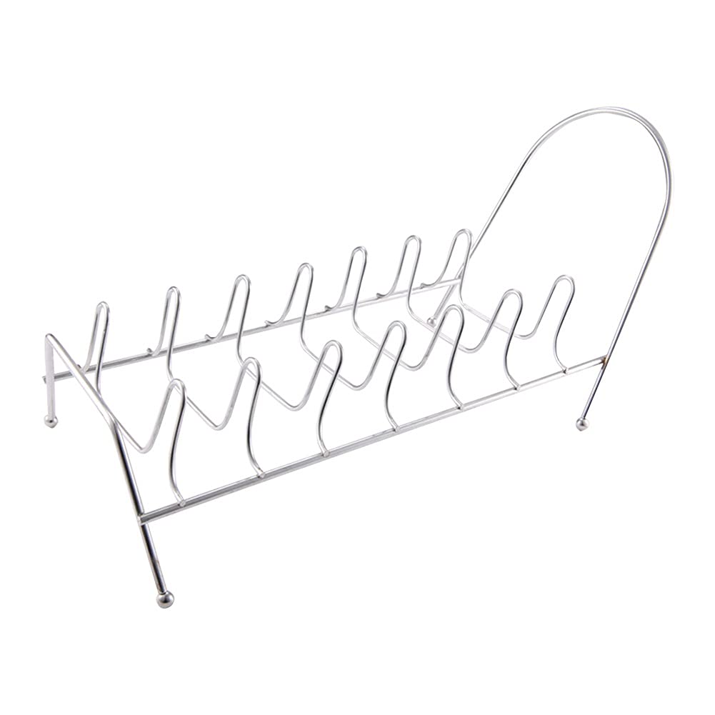 Stainless Steel Pot Lid Holder with 7 Slots - Kitchen Sink Countertop Organizer, Dish Rack & Bowl Drying Stand for Efficient Storage | Perfect for Small Kitchens, RV Cooking & Dish Draining