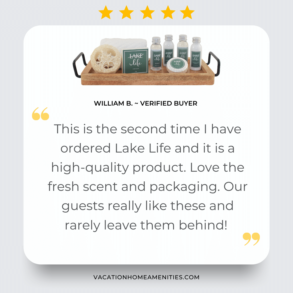 Lake Life Rental Ready Kit - 120 Pieces with 30ml Bottles - Free Shipping - Perfect for Vacation Rentals, Airbnb & Cabin Stays