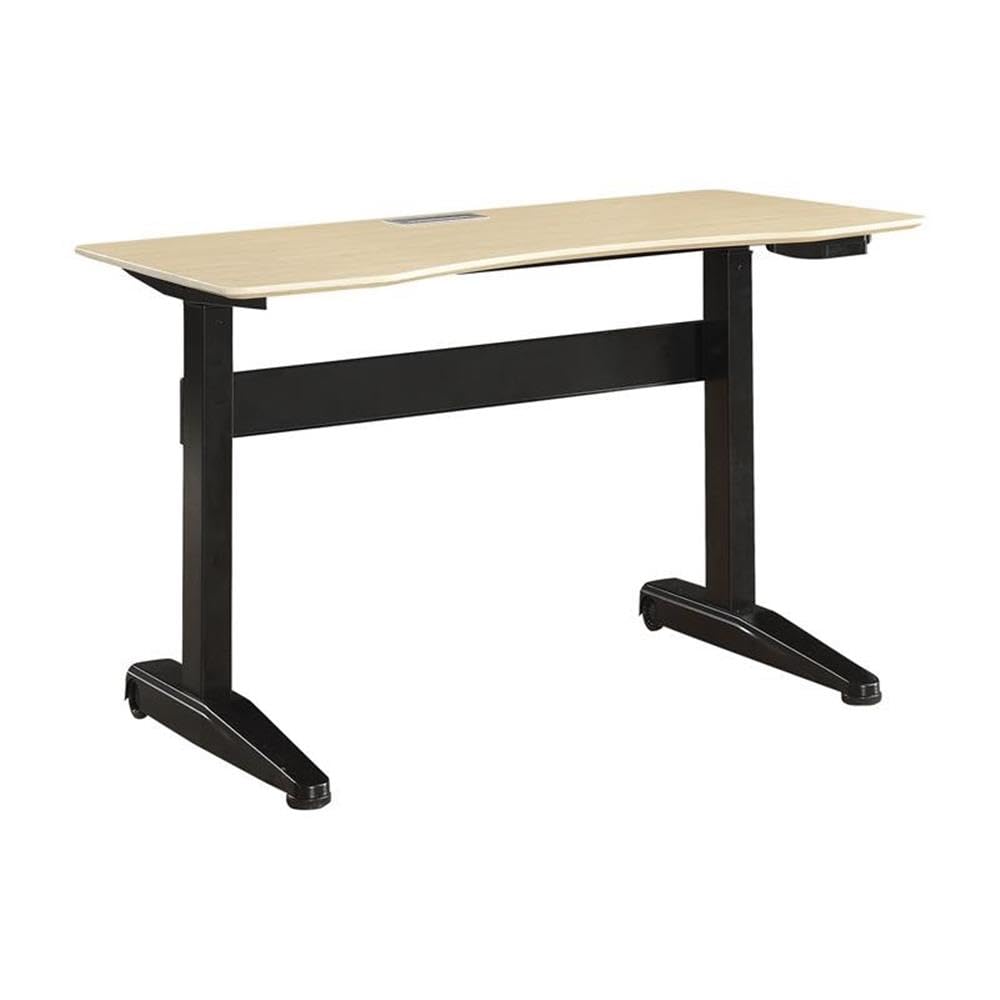 Furniture of America Glenda Adjustable Height Metal Standing Desk - Black Compact Workspace Solution for Small Offices & Home Use