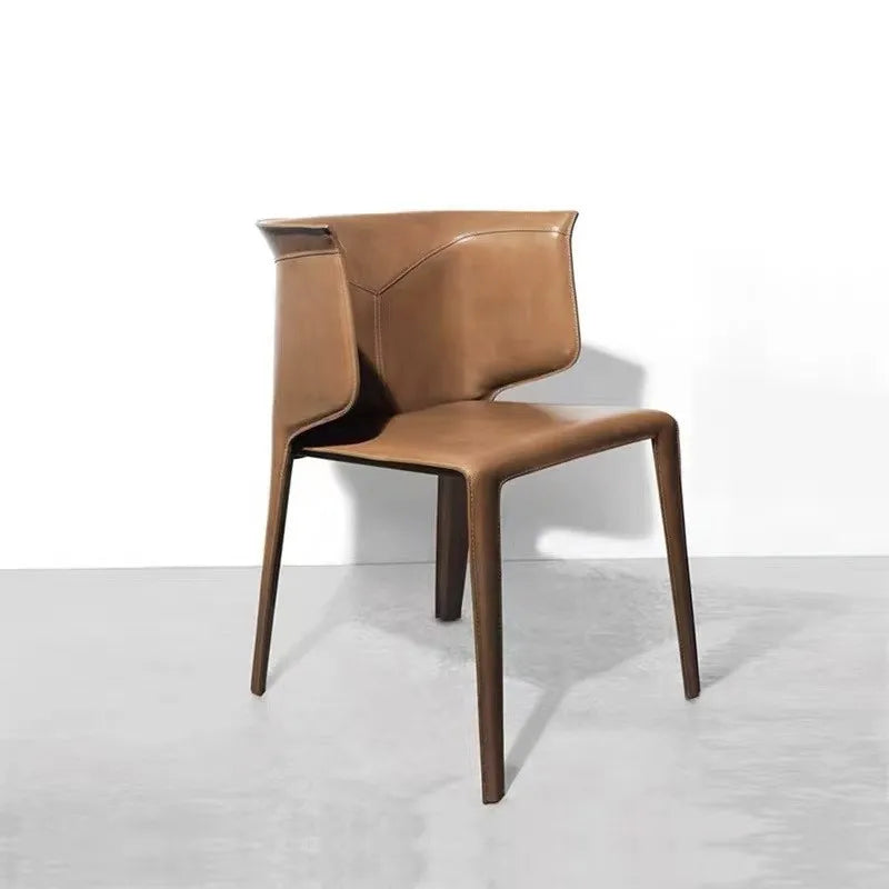 Premium Italian Saddle Leather Dining Chair - Handcrafted Luxury Seating for Elegant Home Dining Rooms & Upscale Restaurants