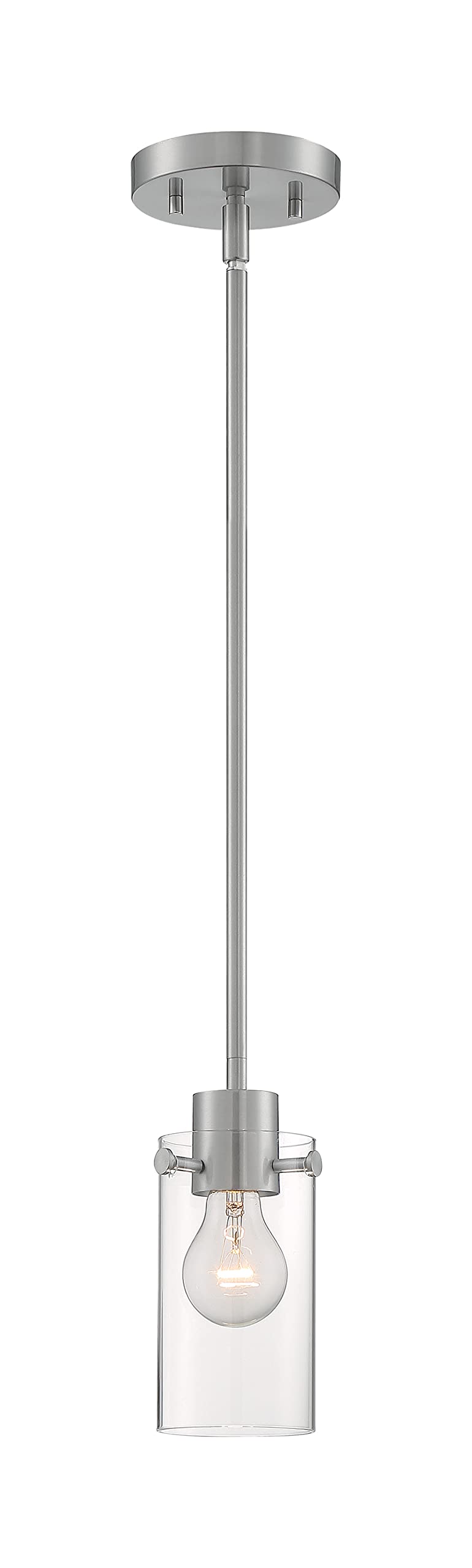 Nuvo 60/7170 Somerset 1-Light Mini Pendant Light Fixture - Clear Glass Shade & Brushed Nickel Finish - Perfect for Kitchen Island, Dining Room or Bedroom Lighting