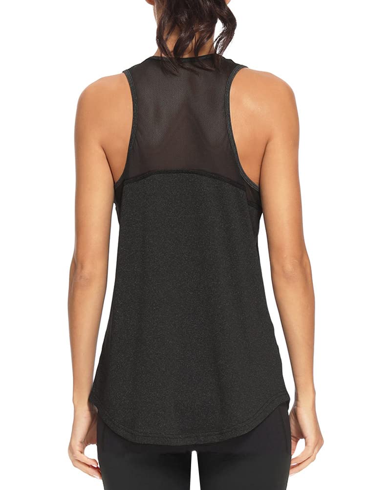 Quccefods Women's Workout Tank Tops - Sleeveless Athletic Yoga Shirts with Mesh Racerback for Gym, Running & Fitness - Breathable Moisture-Wicking Activewear for Yoga, Pilates & Cardio Workouts