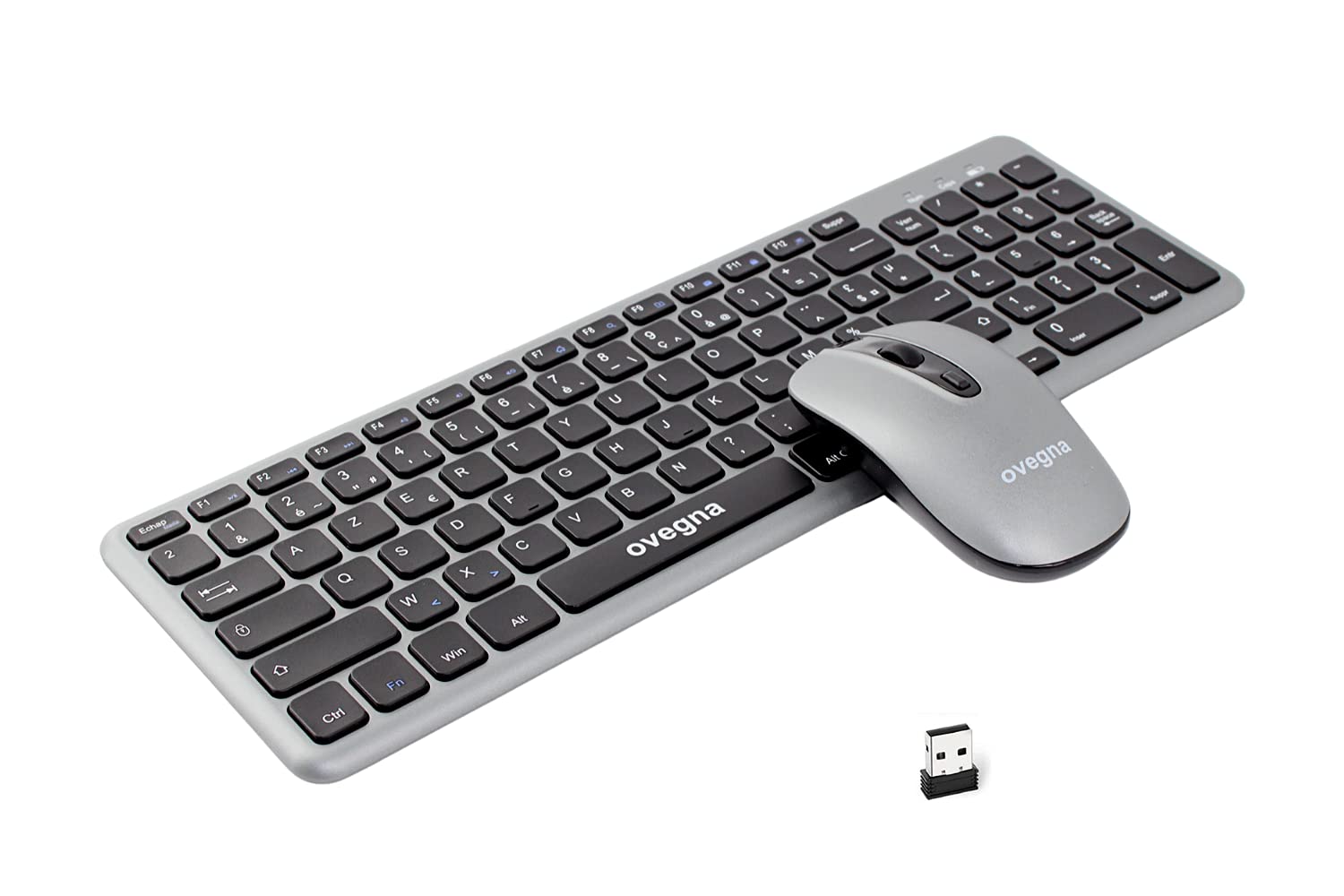 Ovegna K22 Wireless Keyboard and Mouse Combo, 2.4Ghz AZERTY Layout for PC, Mac, Smart TV, Raspberry Pi, Laptop, Android Box - Compatible with Windows, Linux, macOS, Android - Perfect for Home Office, Gaming & Media Center Setup