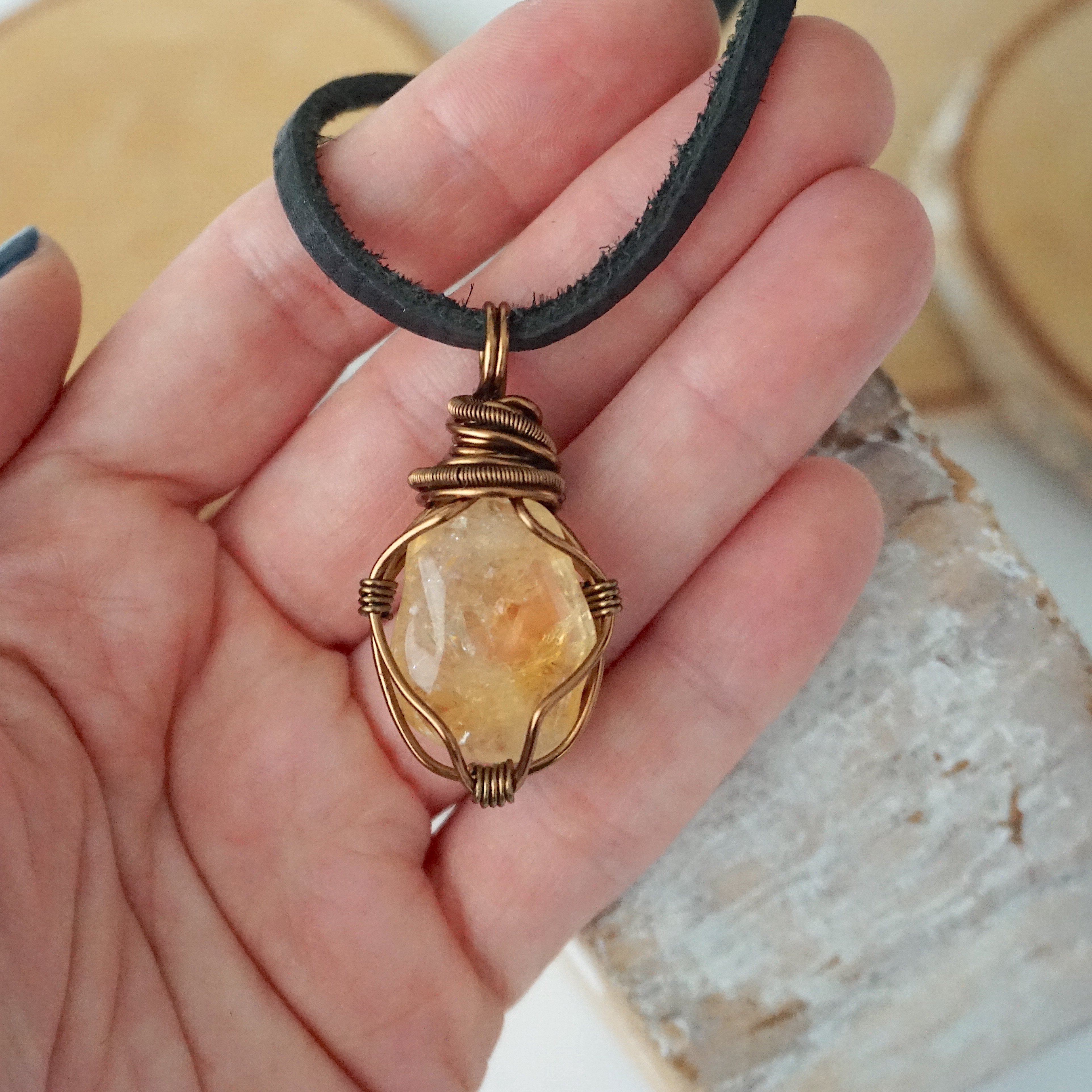 Men's Citrine Pendant Necklace in Antique Bronze - Elegant Gemstone Jewelry for Gifts, Weddings & Special Occasions