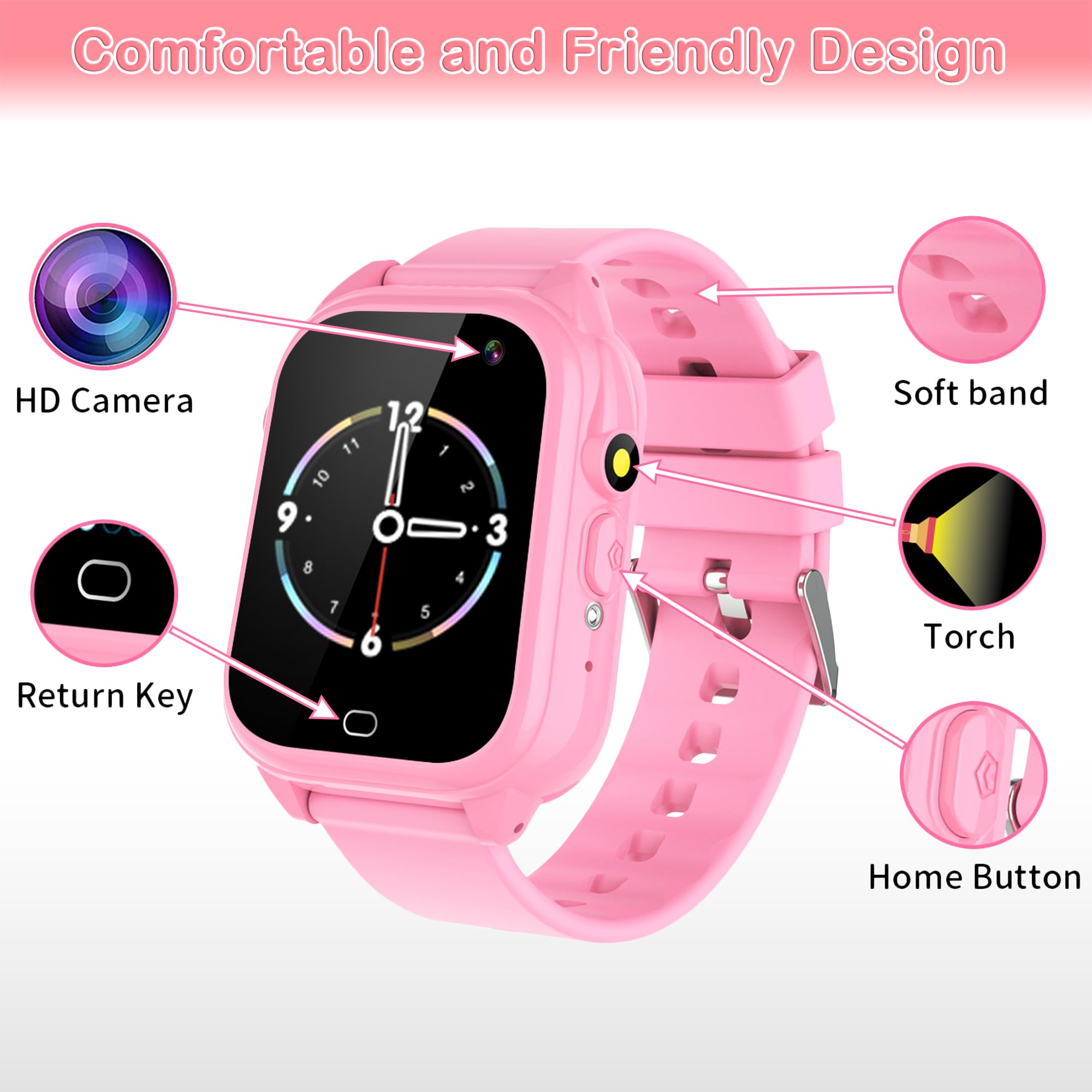 **Smart Watch for Kids Girls - 26 Games, Touch Screen, Waterproof, Camera, Pedometer, MP3, Alarm - Birthday Gift for Girls Ages 3-12 - Perfect for Playtime, School & Outdoor Activities**