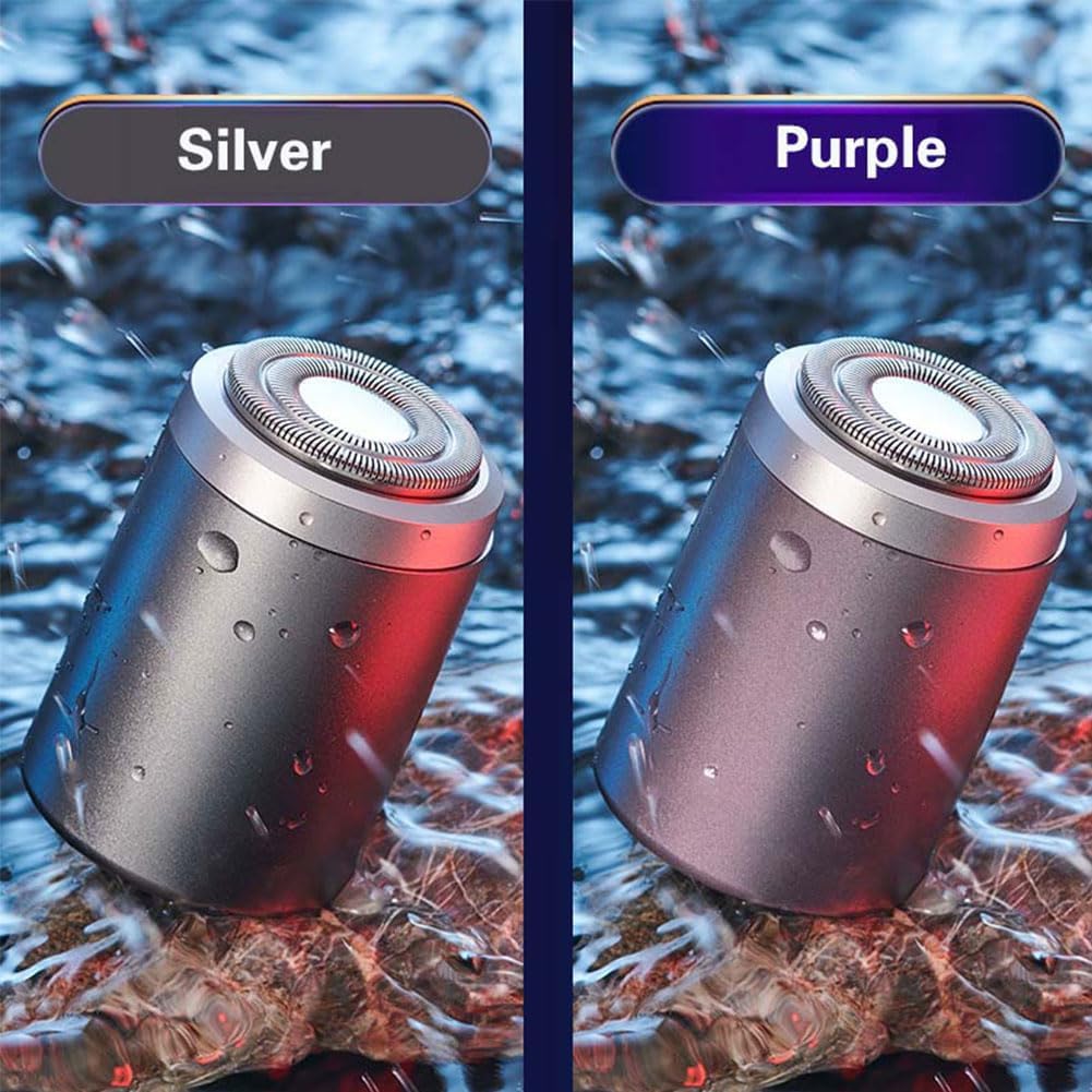 Mini Electric Shaver for Men & Women - USB Rechargeable Waterproof Travel Shaver with Beard Trimmer - Portable Pocket Shaver for Home, Car, Office & Travel Use (Purple)