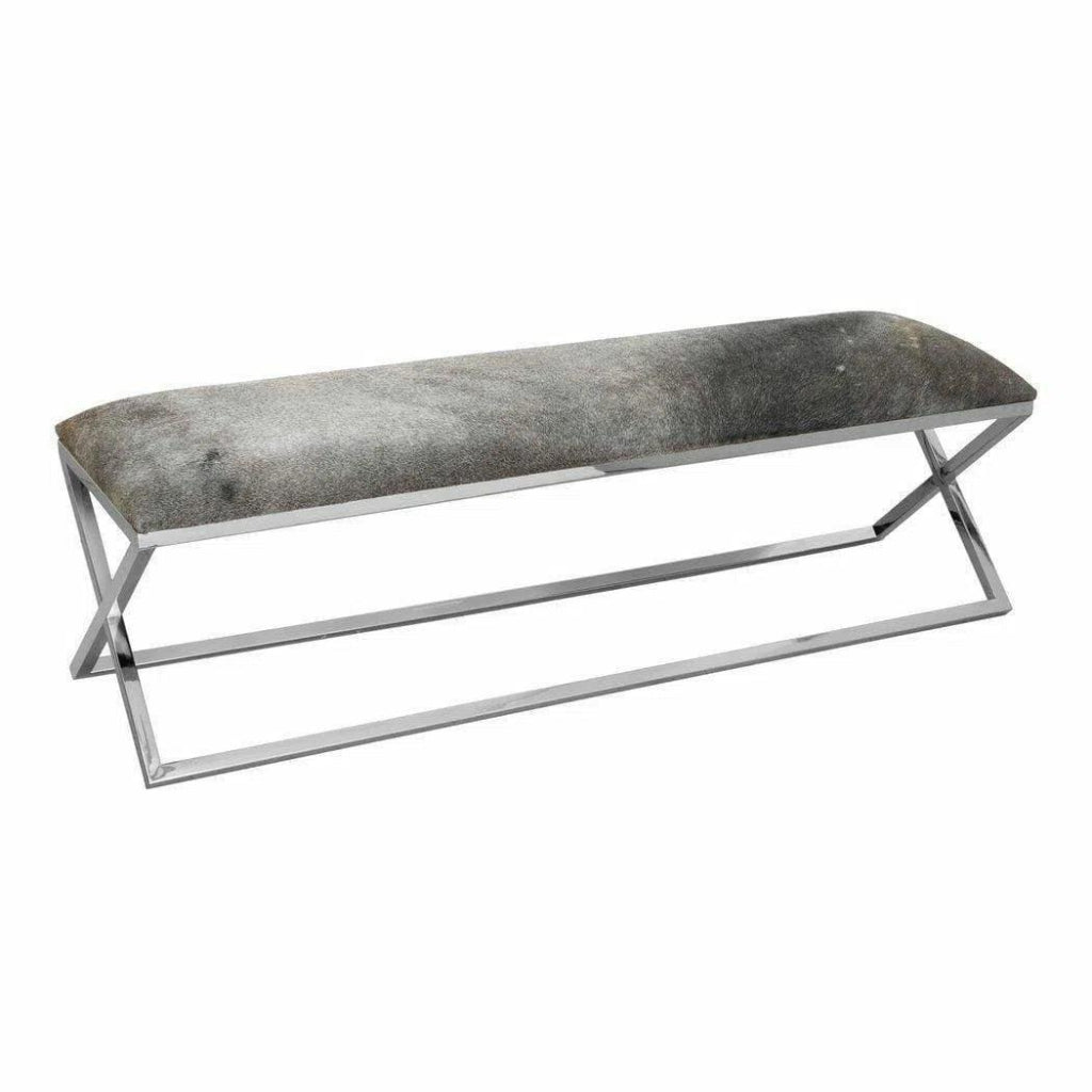 60 Inch Modern Grey Bench - Sturdy Wooden Storage Bench for Entryway, Living Room, or Bedroom - Perfect for Seating, Storage, and Home Decor