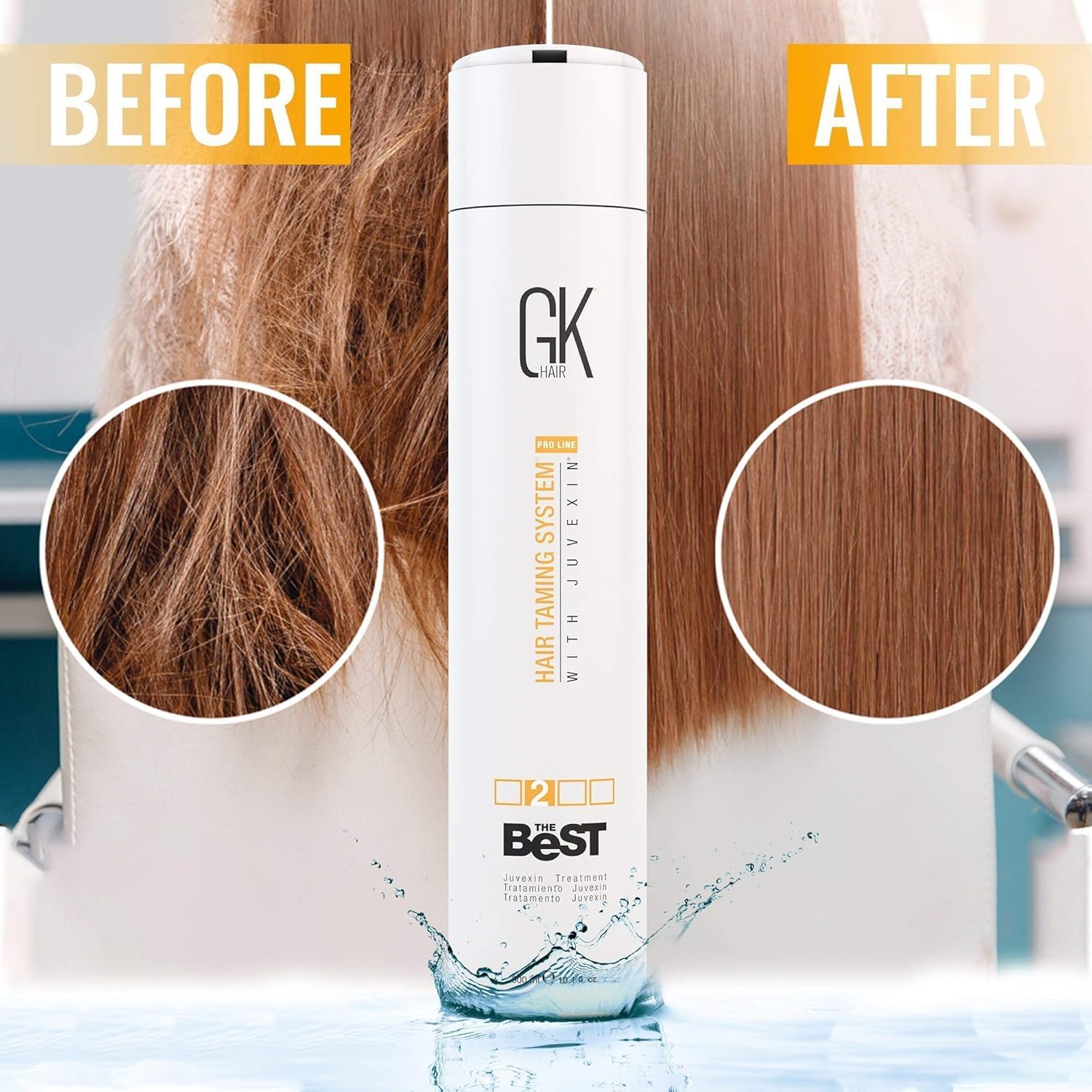 GK HAIR Global Keratin Professional Hair Treatment Set (300ml/10.1 Fl Oz) with Organic Argan Oil Serum (10ml) & Moisturizing Shampoo & Conditioner (100ml) - Salon-Quality Hair Care for Dry, Damaged & Frizzy Hair at Home
