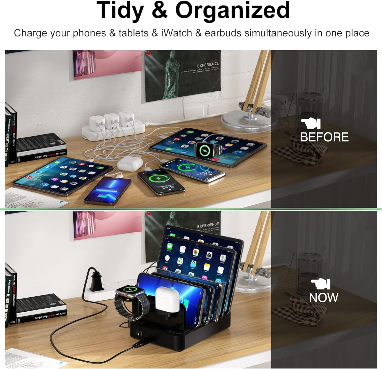 100W 6-Port USB Charging Station with 3 PD Fast Charge Ports - Multi-Device Charger for iPhone, iPad, Samsung Phones & Apple Watch (Watch Charger Sold Separately) | Perfect for Home, Office & Travel Use