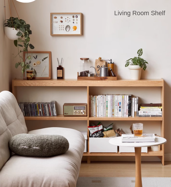 Oak Solid Wood Ultra Narrow Storage Rack - Space-Saving Shelf for Small Rooms, Bathroom, Kitchen & Closet Organization