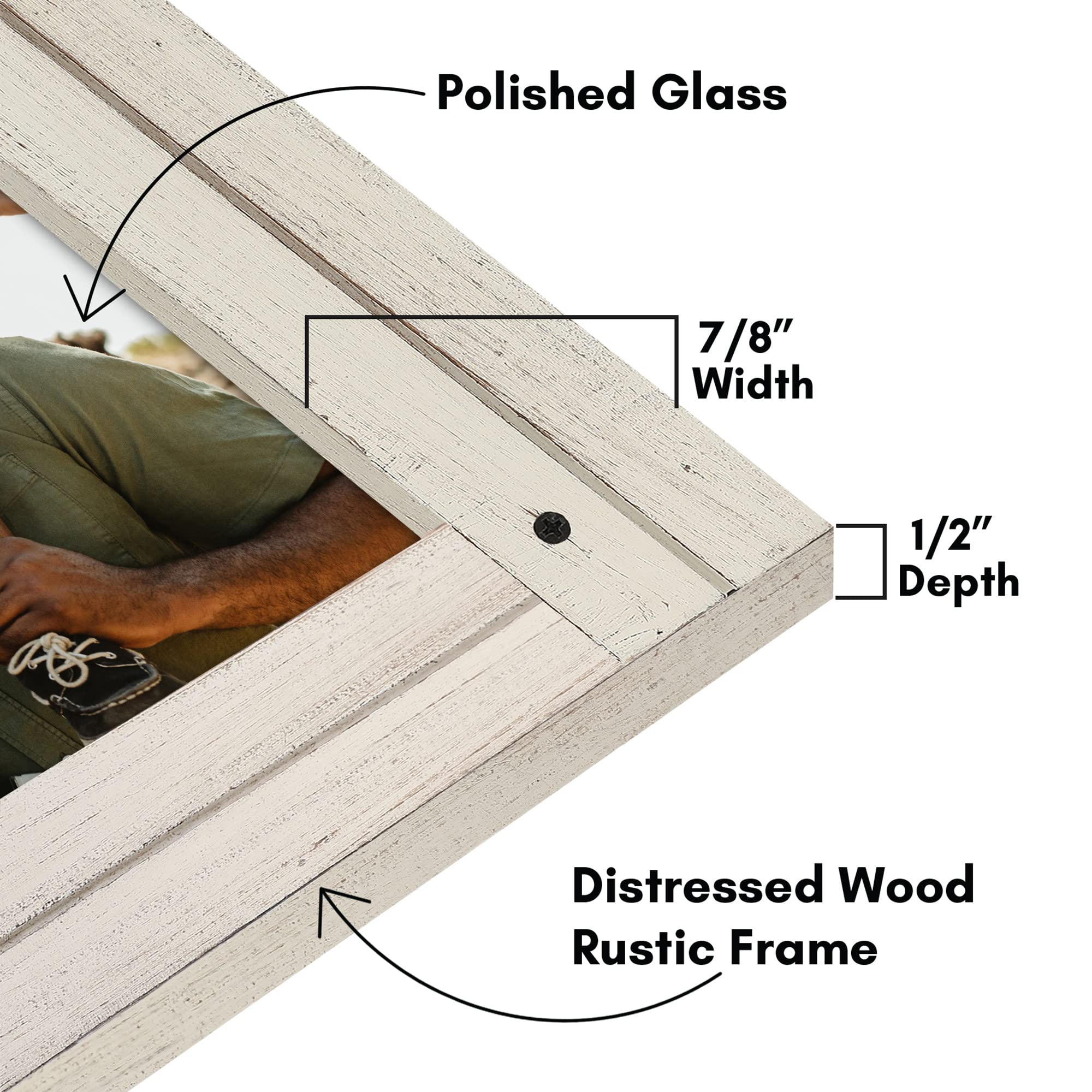 Americanflat 9x12 Picture Frame - Distressed Wood for Wall & Tabletop Display - Aspen White - Perfect for Home & Office Decor