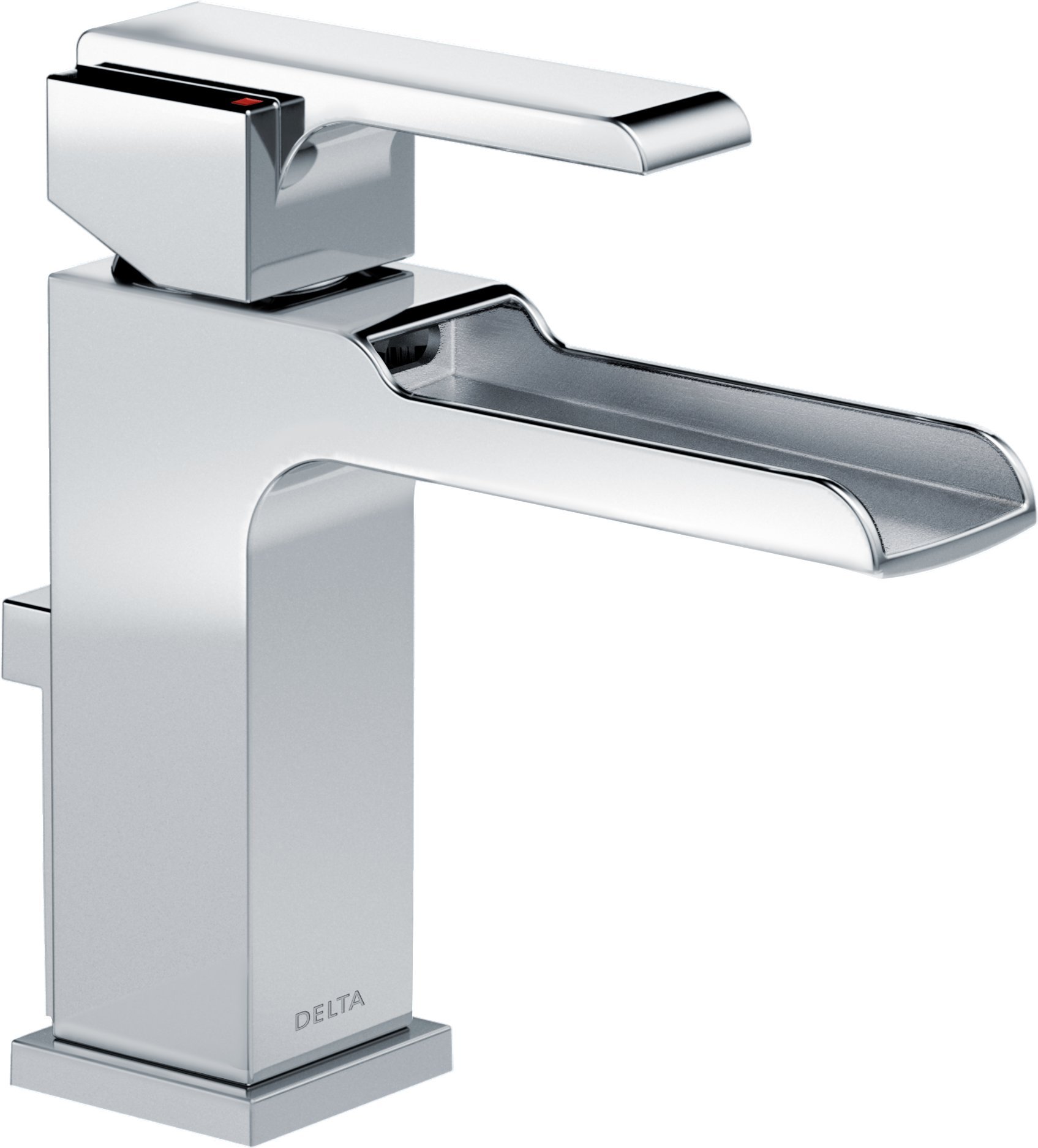 Delta Ara Single Handle Waterfall Bathroom Faucet in Chrome - 568LF-MPU with Metal Drain Assembly for Modern Vanity & Spa-Like Bathroom Experience