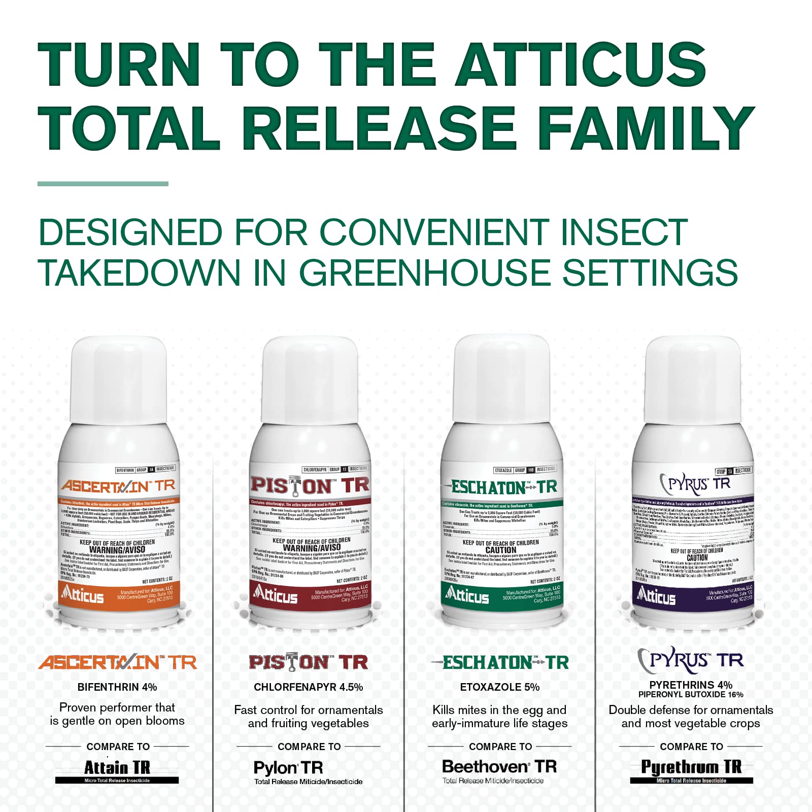 Atticus Eschaton TR Greenhouse Fogger (2oz Can) - Total Release Etoxazole Insecticide & Miticide for Mites & Whiteflies Control - 12 Pack for Greenhouse & Indoor Plant Protection