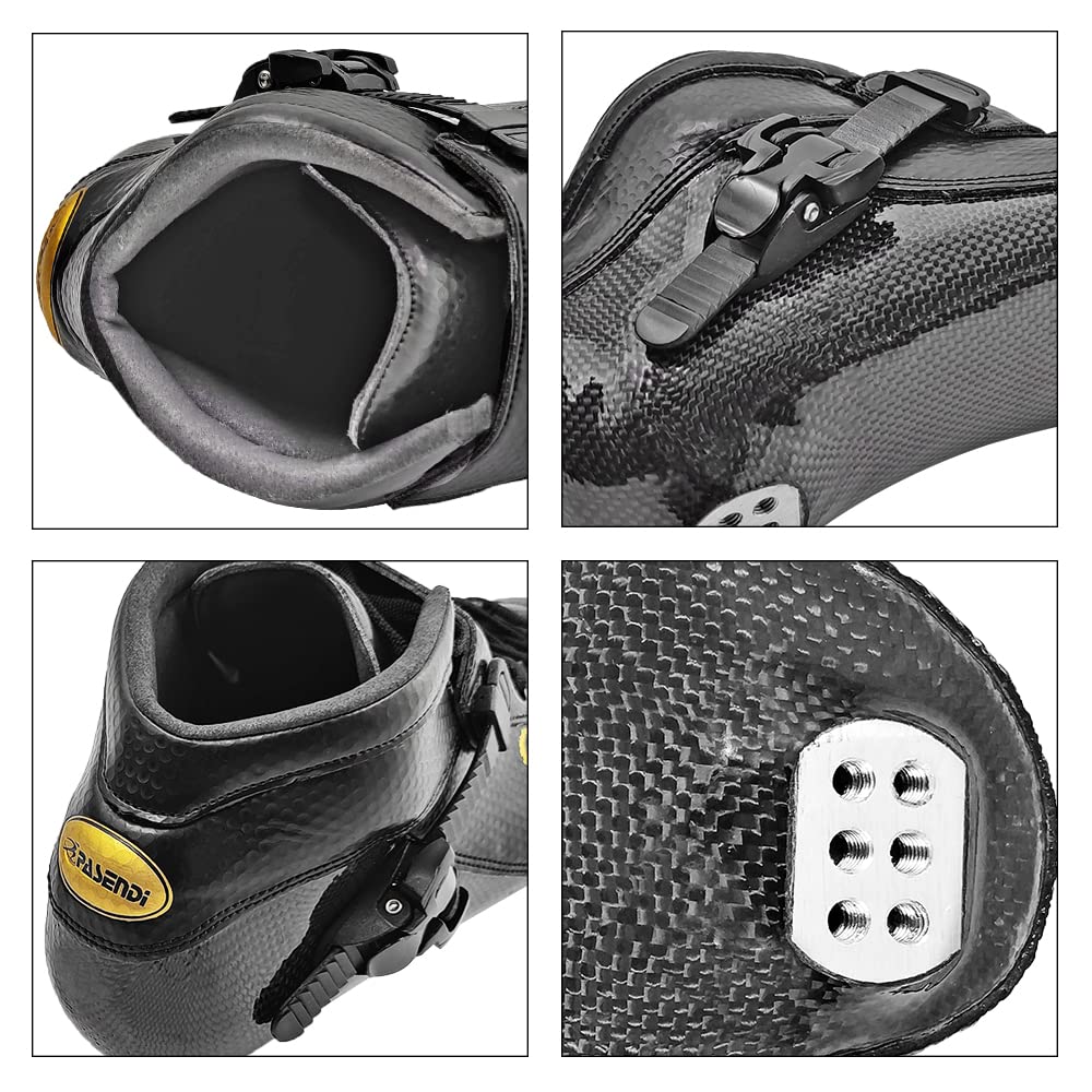 Professional 3X125MM Carbon Fiber Inline Speed Skates for Men - Big Wheels Roller Skating Shoes Black | Perfect for Racing, Training & Outdoor Sports