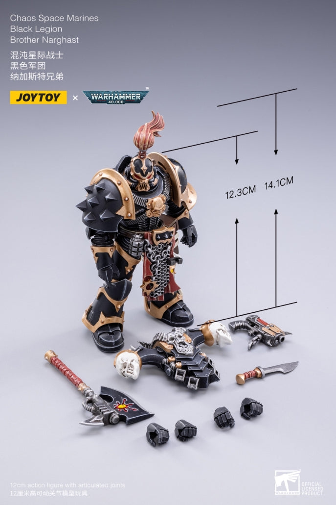 JOYTOY 1/18 Scale Warhammer 40K Chaos Space Marines Black Legion Narghast Action Figure - Collectible Model for Tabletop Gaming & Display