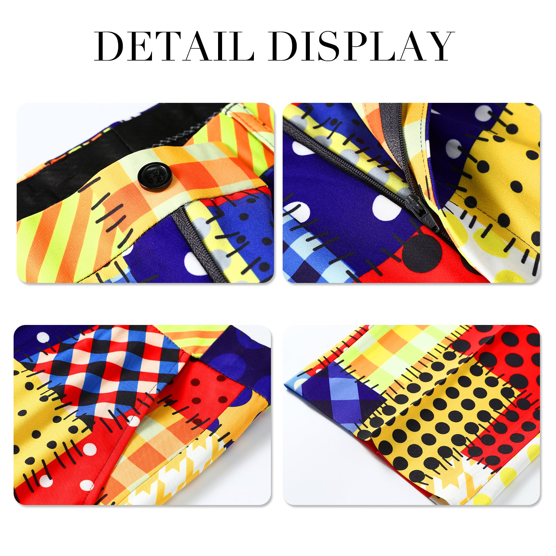 2-Piece Men's Printed Colorful Plaid Clown Costume Suit for Halloween, Cosplay, Circus Performances & Themed Parties - Comfortable & Stylish Outfit