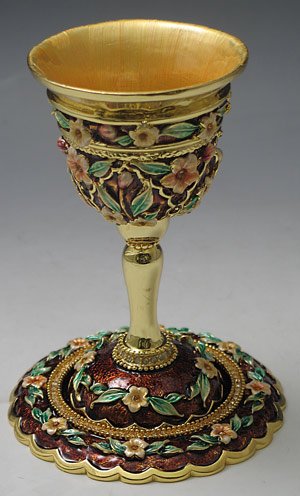 Elegant Jeweled Kiddush Cup for Jewish Holidays - Silver Plated Communion Goblet for Shabbat, Passover & Wedding Ceremonies - Item #6303