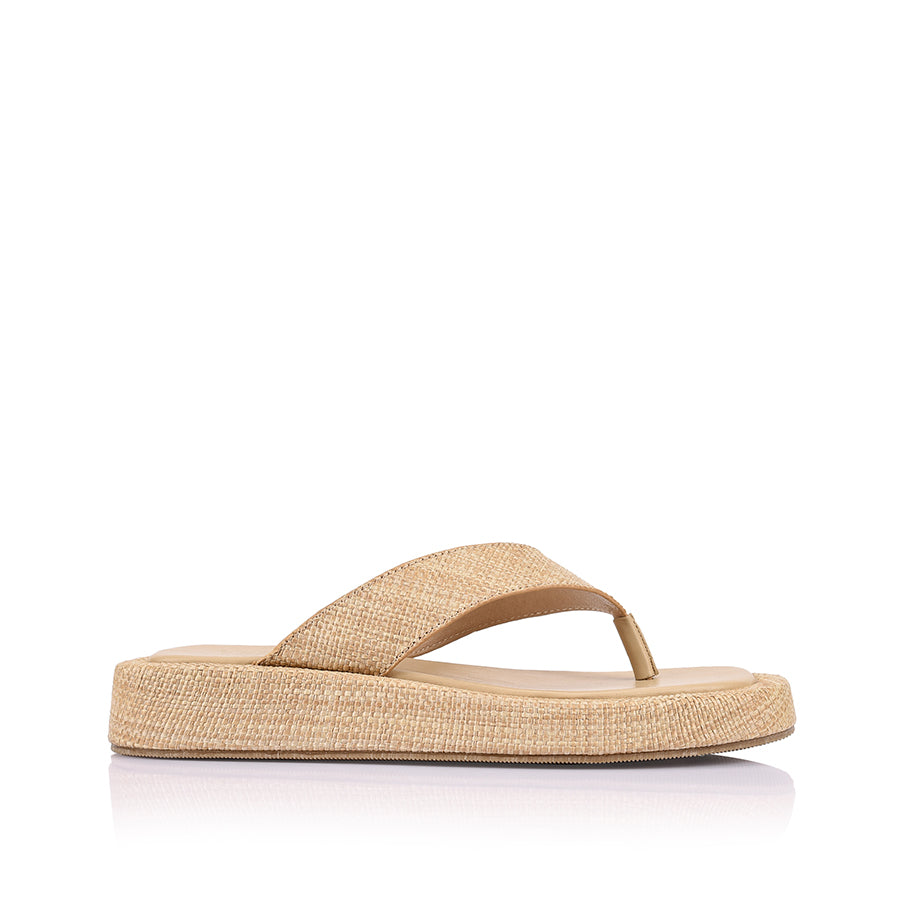 Bouncer II Flatform Thongs - Natural Raffia Sandals for Women | Comfortable Beach Slides, Summer Vacation Shoes for Pool, Outdoors & Casual Wear