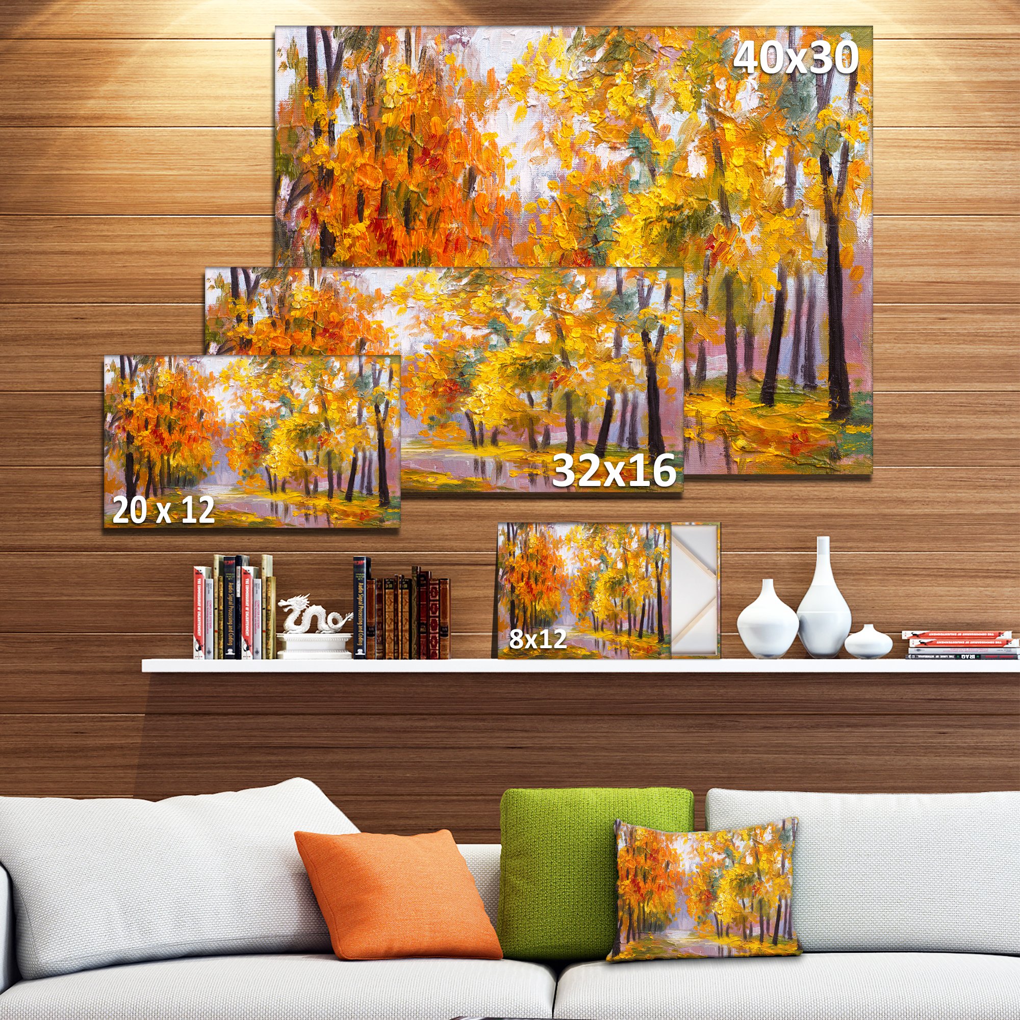 Beautiful Fallen Leaves Landscape Art Print Canvas - Autumn Nature Wall Decor for Living Room, Bedroom & Office