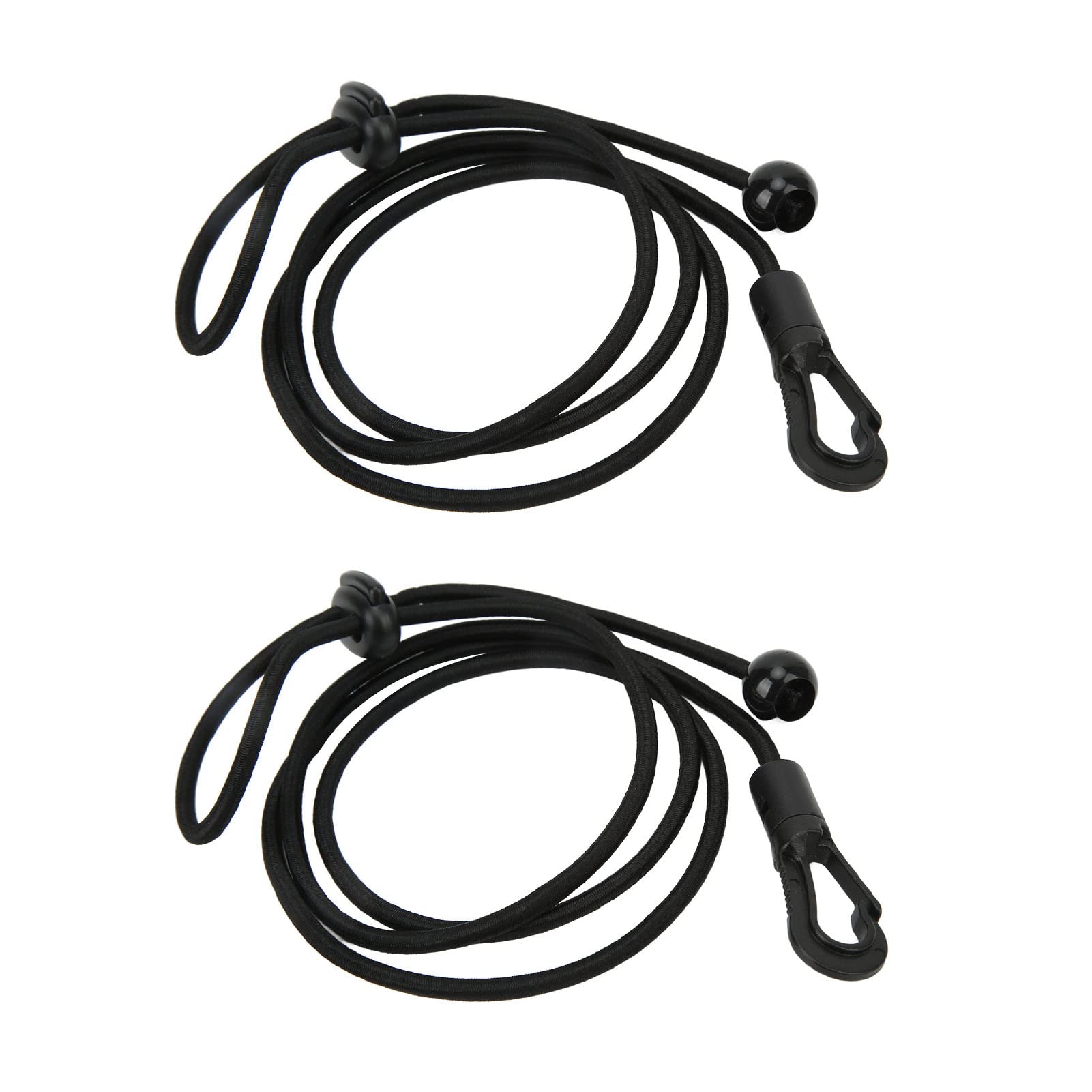 BestYiJo 2-Pack 180cm Kayak Canoe Paddle Leash with Clip - Stretchable Fishing Rod Tether Holder for Kayaking, Surfing, Paddleboarding - Durable Black Safety Gear for Water Sports & Outdoor Adventures