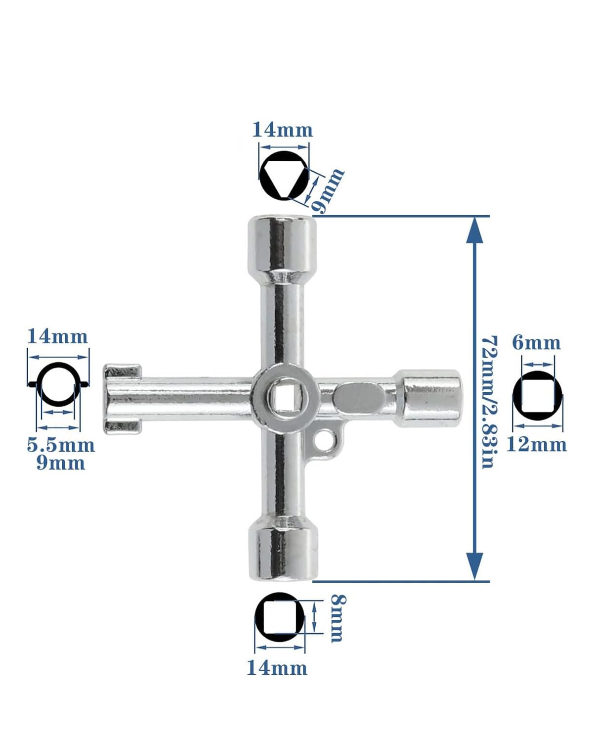 WenTigDY 4-in-1 Universal Utility Key Set - Multi-Functional Cross Key with Zinc Alloy Bits for Electrical Cabinets, Train Doors, Water/Gas Meters & Valve Boxes - Essential Tool for Locksmiths, Electricians & Home Maintenance