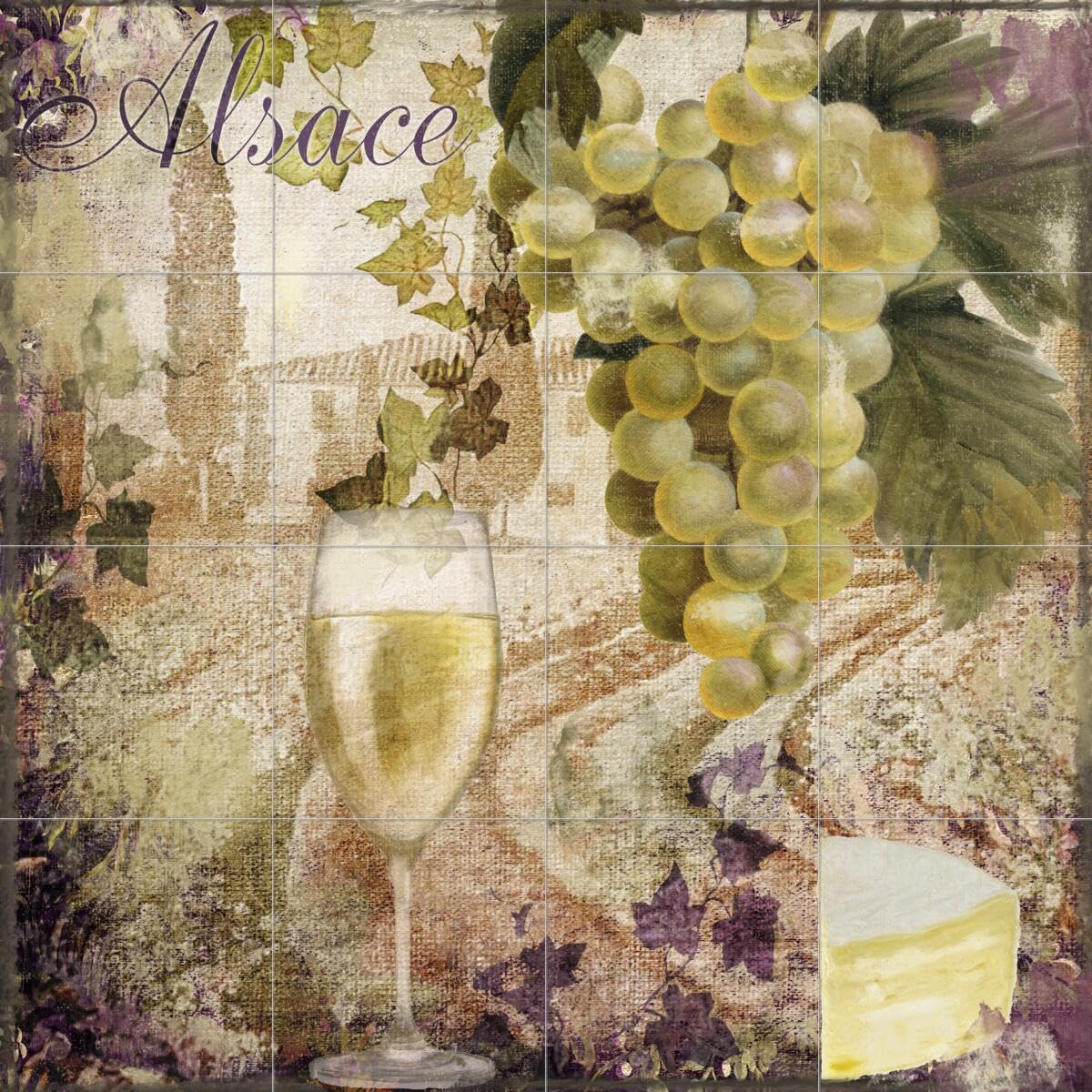Wine Country Ceramic Backsplash Tile Mural - Kitchen Wall Decor for Wine Lovers | Perfect for Vineyard-Themed Kitchens & Wine Cellars