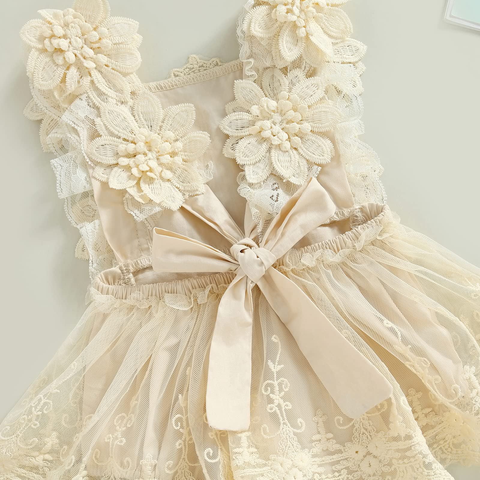 Mubineo Baby Girl Summer Lace Romper Dress - Sleeveless Floral Princess Outfit for Newborns & Toddlers | Perfect for Photoshoots, Parties & Special Occasions