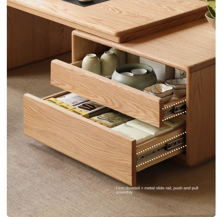 Solid Oak Wood Extendable Modern Coffee Table - Perfect for Living Room, Lounge, and Small Spaces