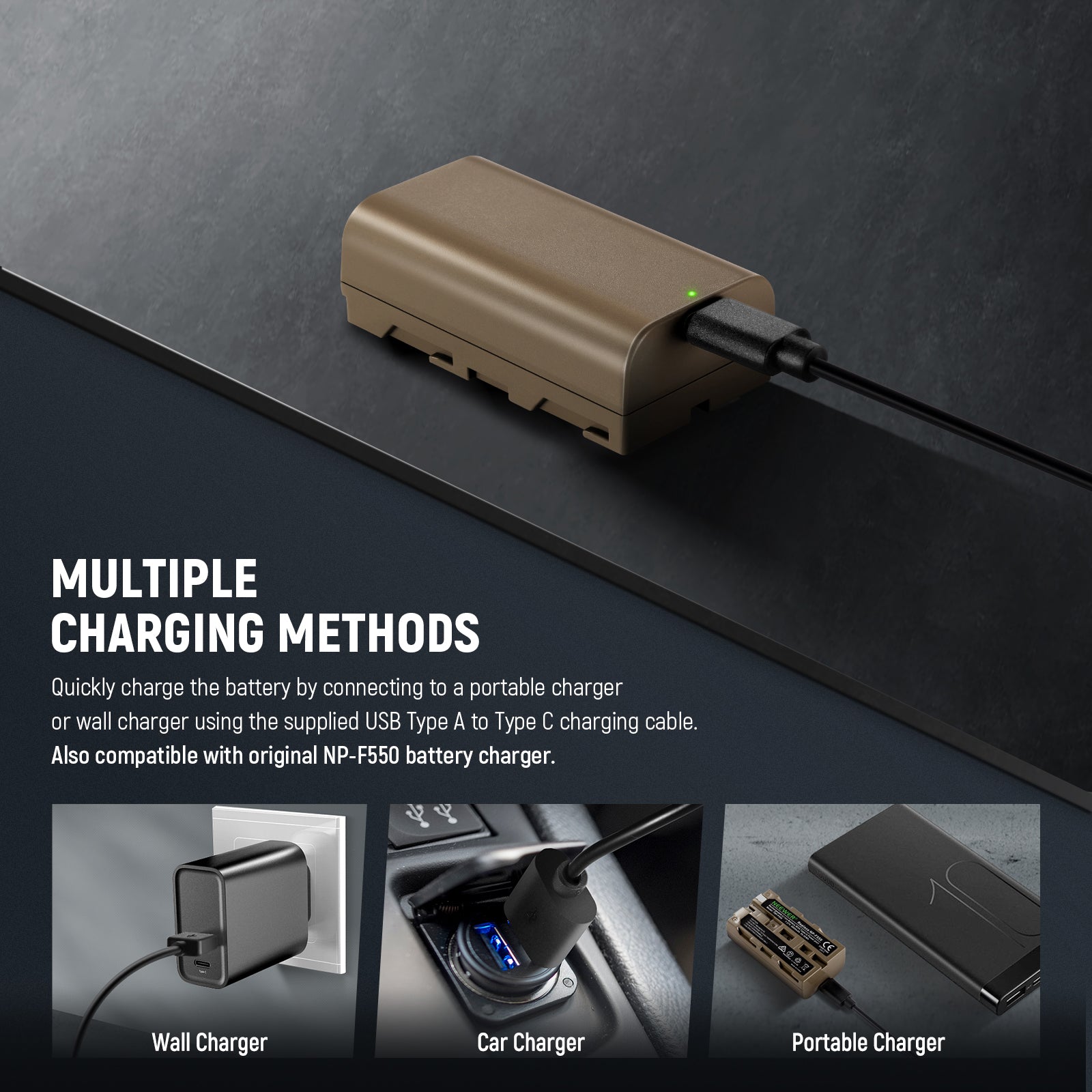 NEEWER NP-F550 3500mAh Rechargeable Battery for Sony Cameras - Perfect for Photography, Videography & Travel (2-Pack)
