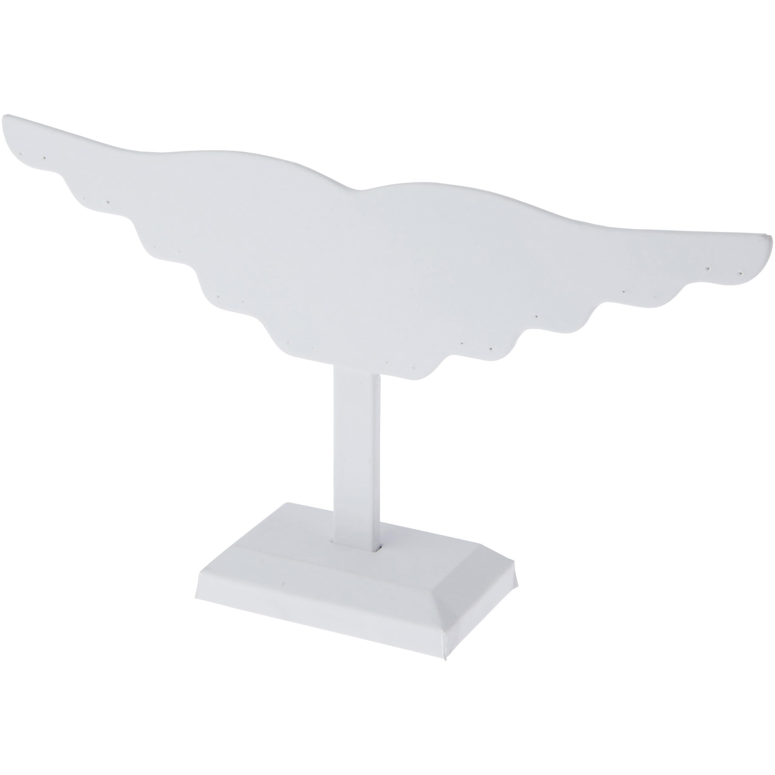 Plymor White Faux Leather Wing Style Earring Display Stand - 10 Pair Holder, 12.5
