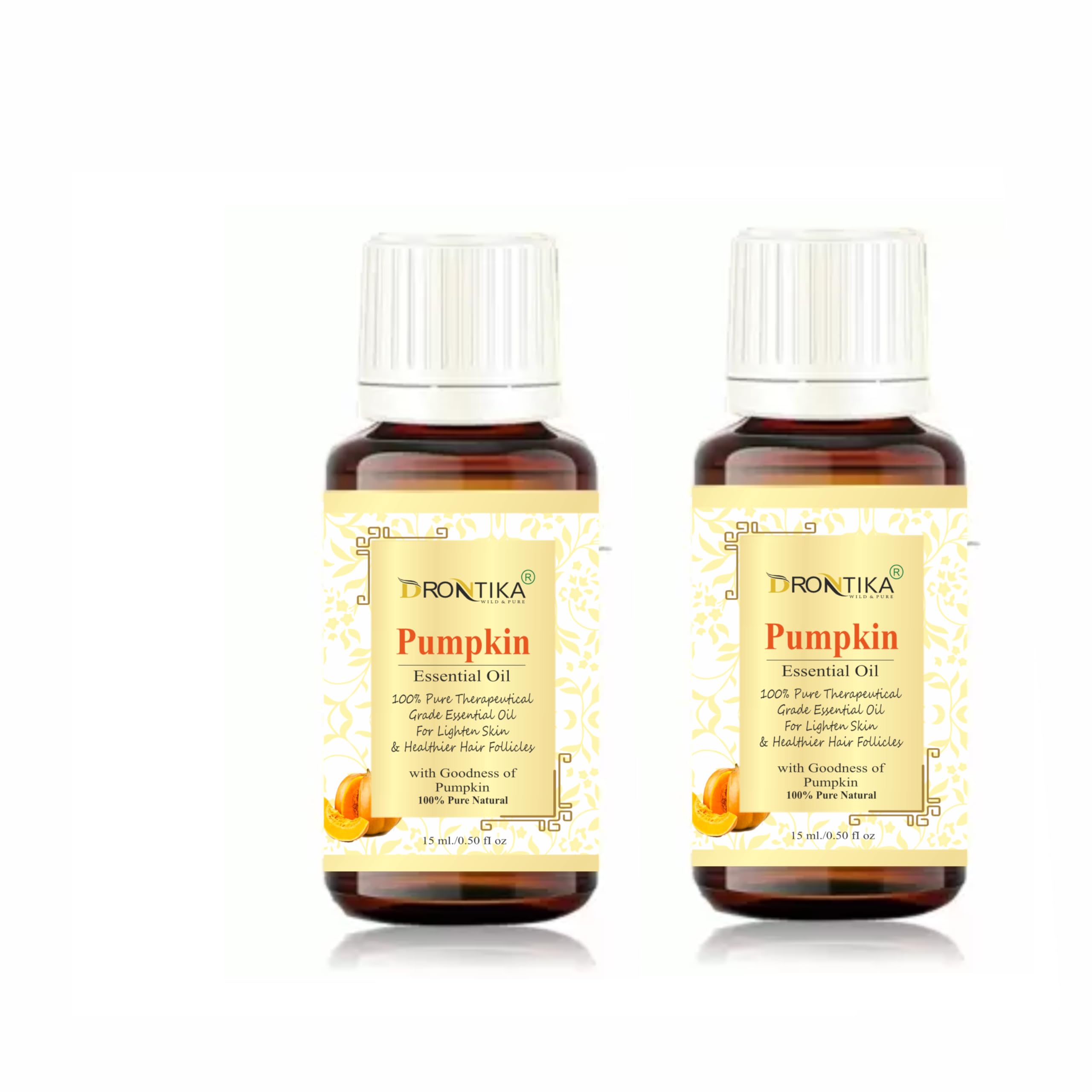 **Drontika 100% Pure Organic Pumpkin Seed Oil (Cucurbita) - Cold Pressed, Undiluted Essential Oil for Hair Growth, Eyebrows & Aromatherapy - 15ml (Pack of 2) | Natural Hair Care & Relaxation Therapy**