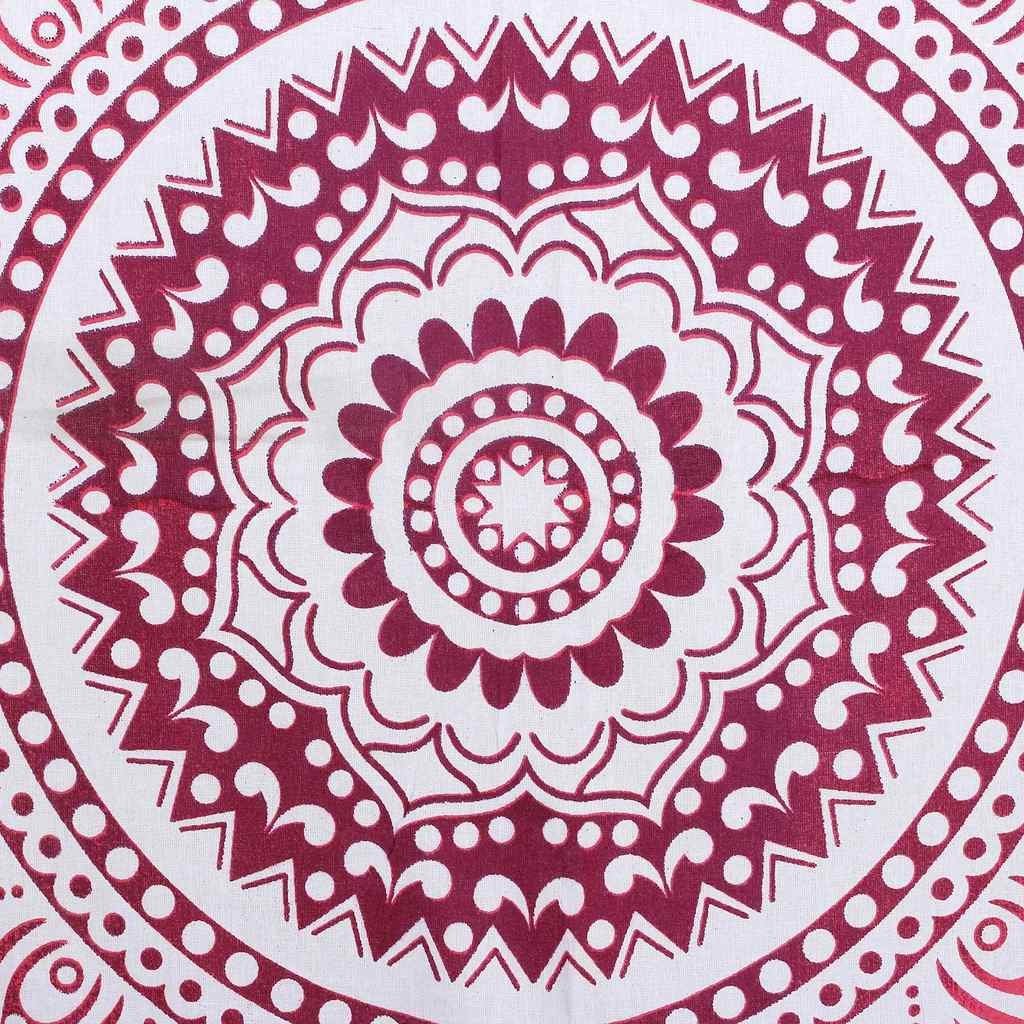 Maroon Mandala Tapestry Queen Size - Cotton Printed Wall Hanging, Bedspread, Throw Blanket, Room Divider & Wall Decor for Bohemian Bedroom, Dorm Room or Meditation Space