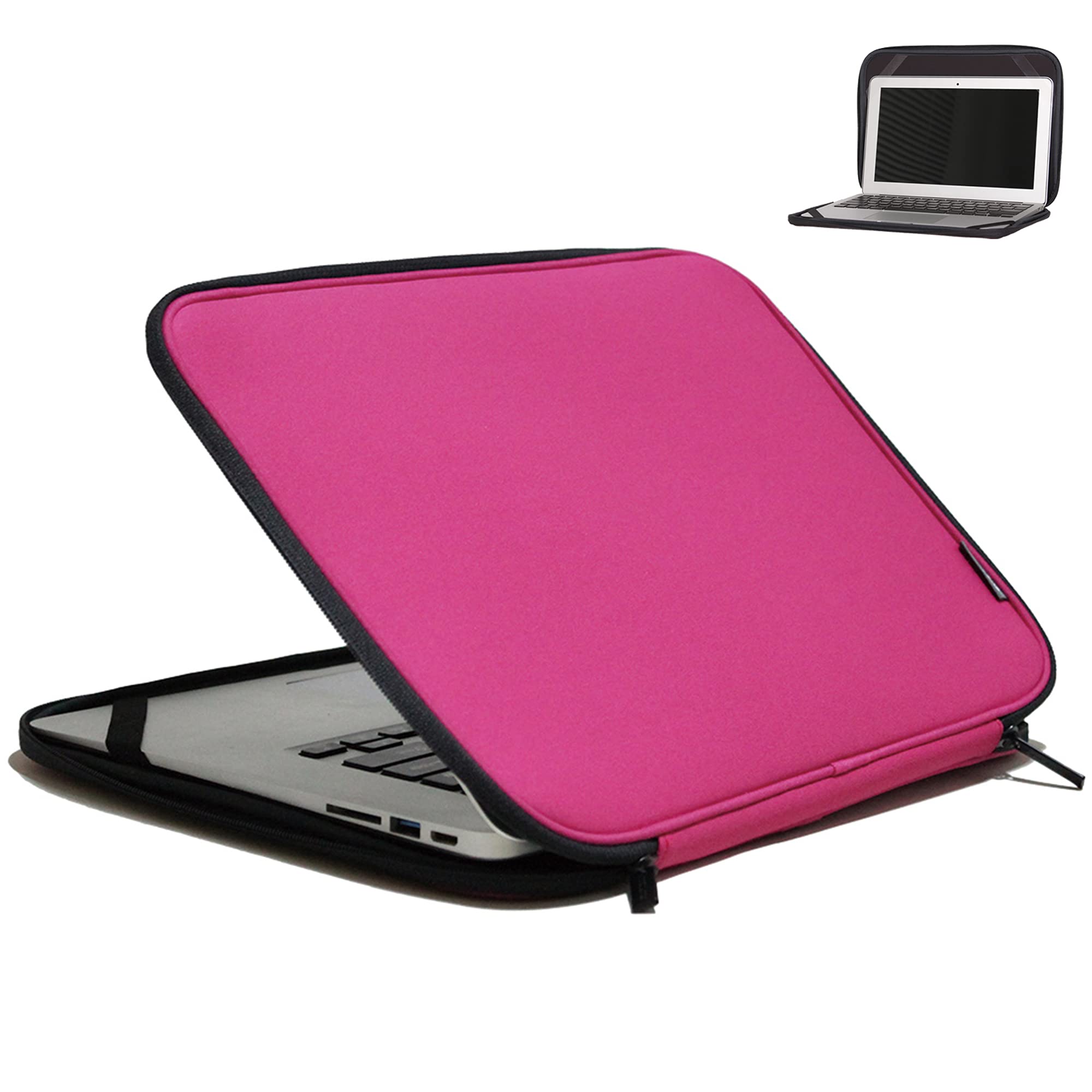 14 Inch Laptop Sleeve - Slim Foldable Lightweight Notebook Case with Flip Cover for MacBook Air/Pro (Pink) - Perfect for Work, School & Travel Protection