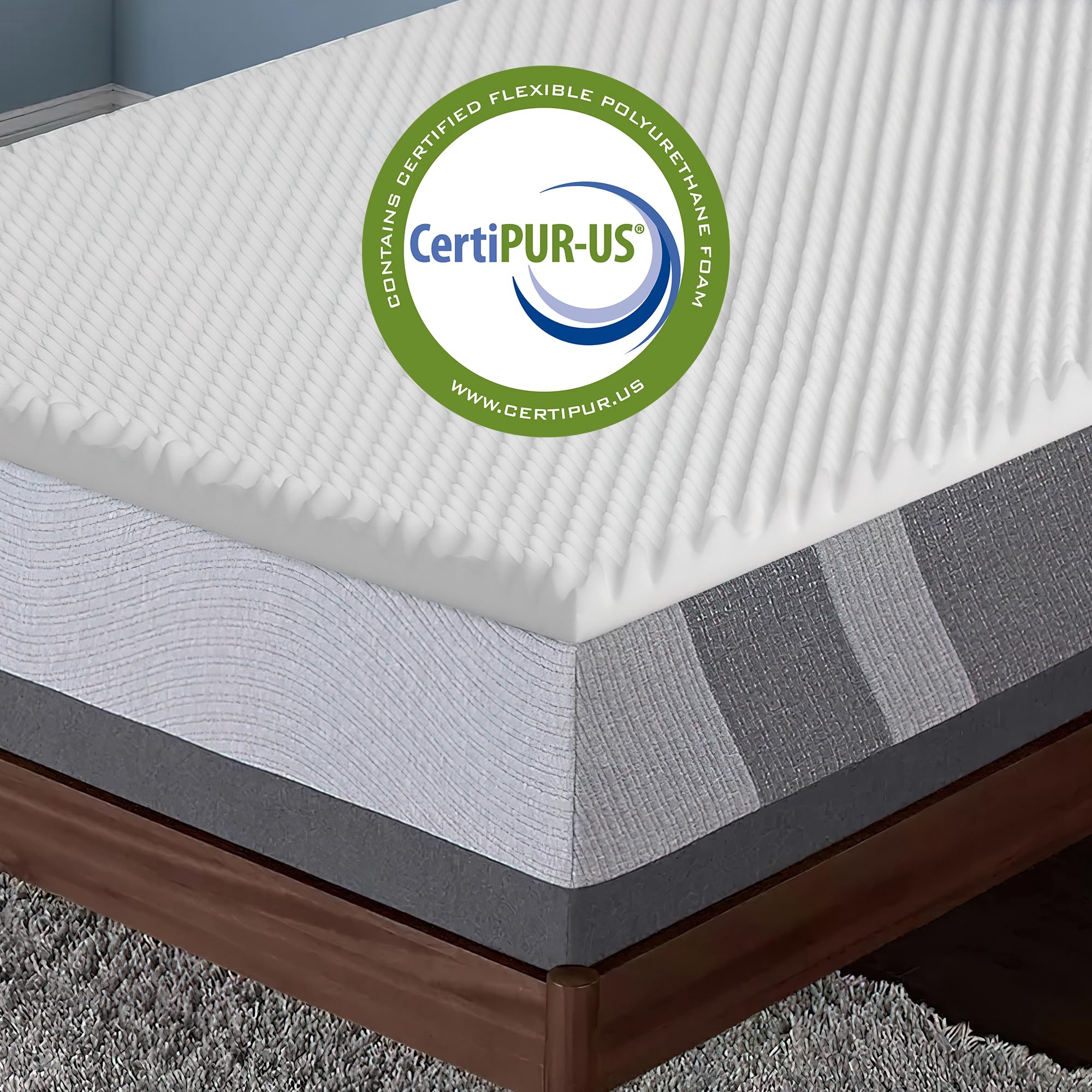 2-inch Queen Egg Shell Foam Mattress Topper - Breathable & Comfortable for Better Sleep, White, 20