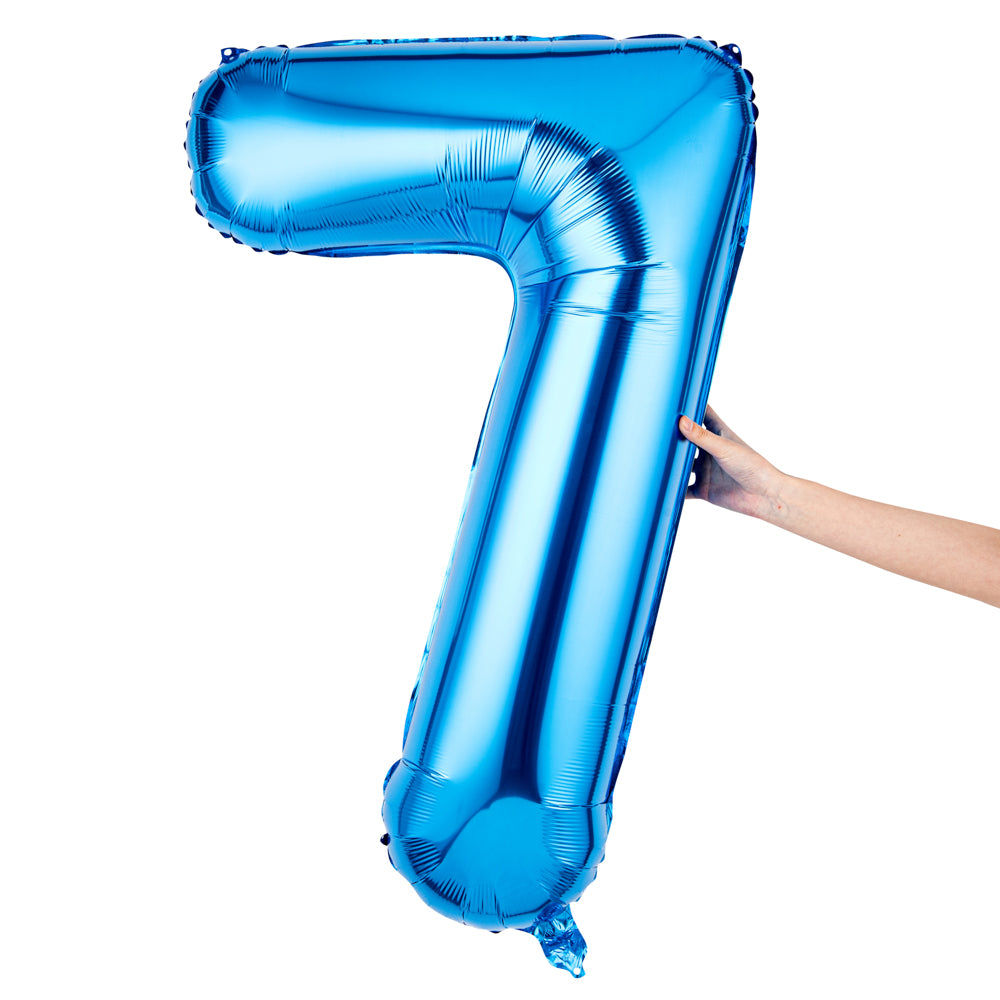 Balloonify Blue Mylar Number 7 Balloon - 40 Inch Large Foil Balloon for Birthday Parties, Baby Showers & Anniversary Decorations (1 Count Box)