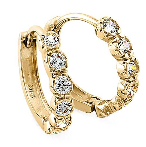 14K Yellow Gold Round Cubic Zirconia Hoop Earrings for Women - Hypoallergenic & Tarnish-Free - Perfect for Parties, Weddings & Everyday Wear