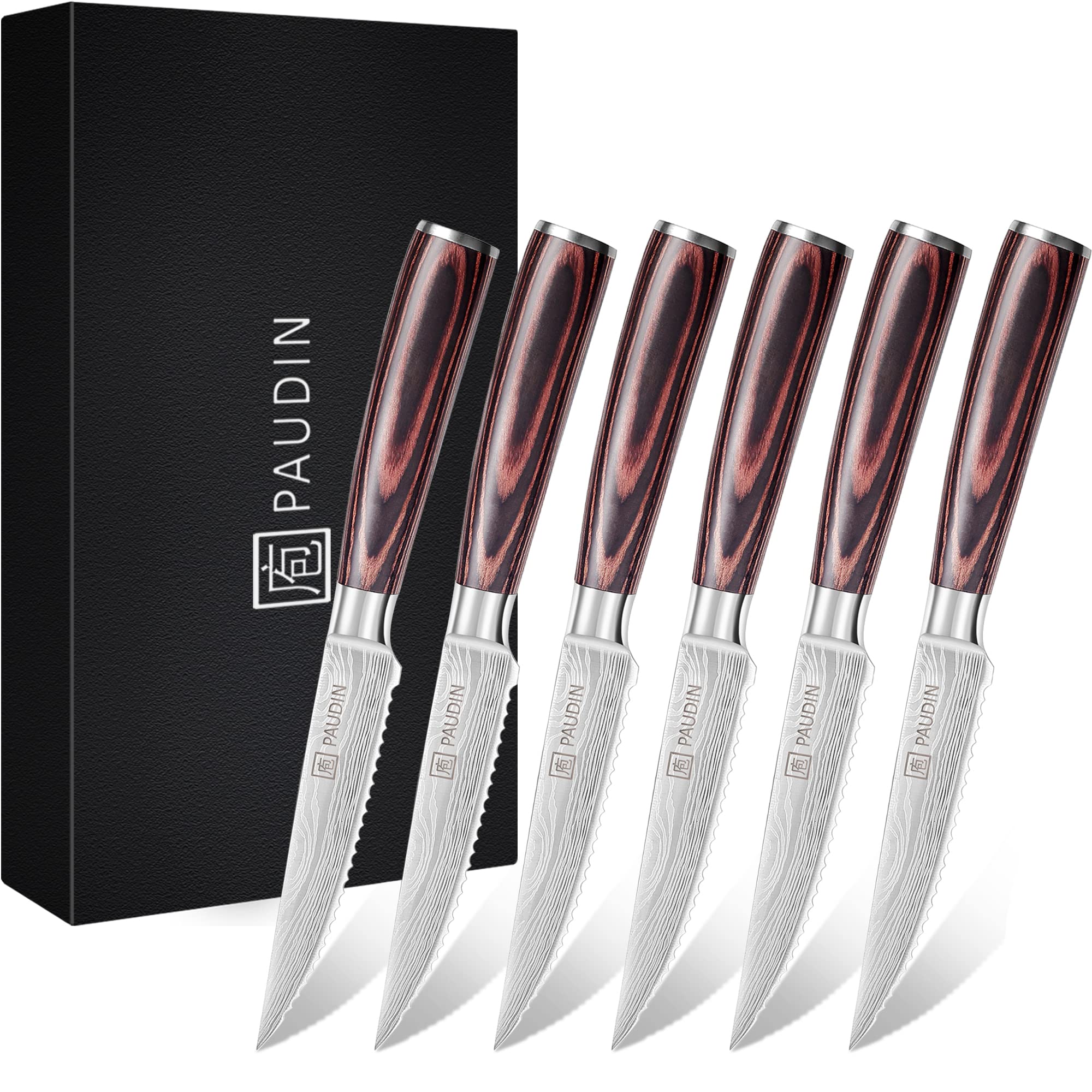 Premium PAUDIN 6-Piece Steak Knife Set - 4.5
