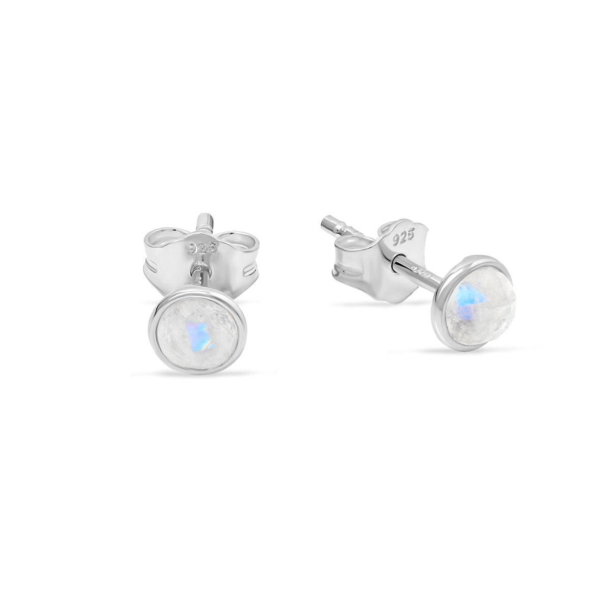 Elegant Round Moonstone Stud Earrings for Women – Perfect for Everyday Wear, Weddings & Special Occasions