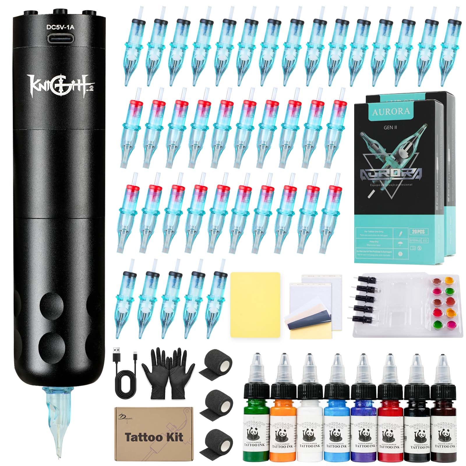 Professional Wireless Tattoo Gun Kit - 10000RPM Coreless Motor with 40 Cartridge 316 Needles | LED Display & 8Hrs Cool Operation | Complete Tattoo Starter Kit for Artists & Beginners | Perfect for Home Studios & Professional Tattoo Shops
