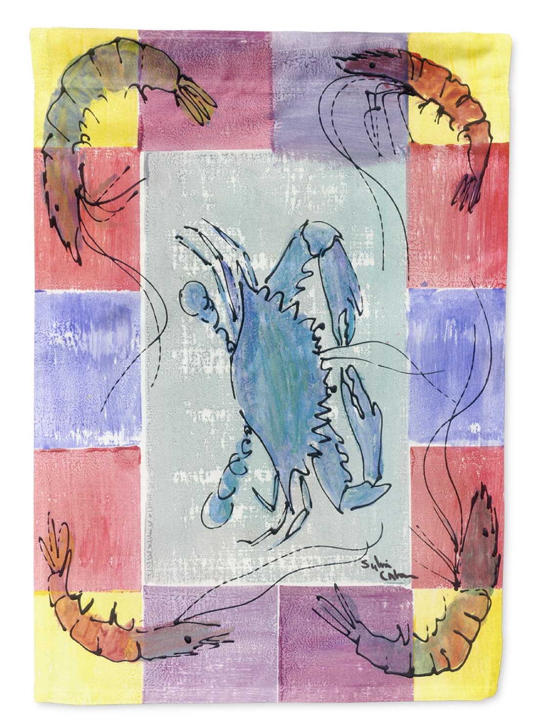 Caroline's Treasures 8021GF Crab and Shrimp Outdoor Garden Flag - Decorative Mailbox & Yard Banner for Patio, Flower Beds, and Lawn Decor - Vibrant Multicolor Design - Perfect for Coastal, Beach, or Summer Themed Outdoor Spaces