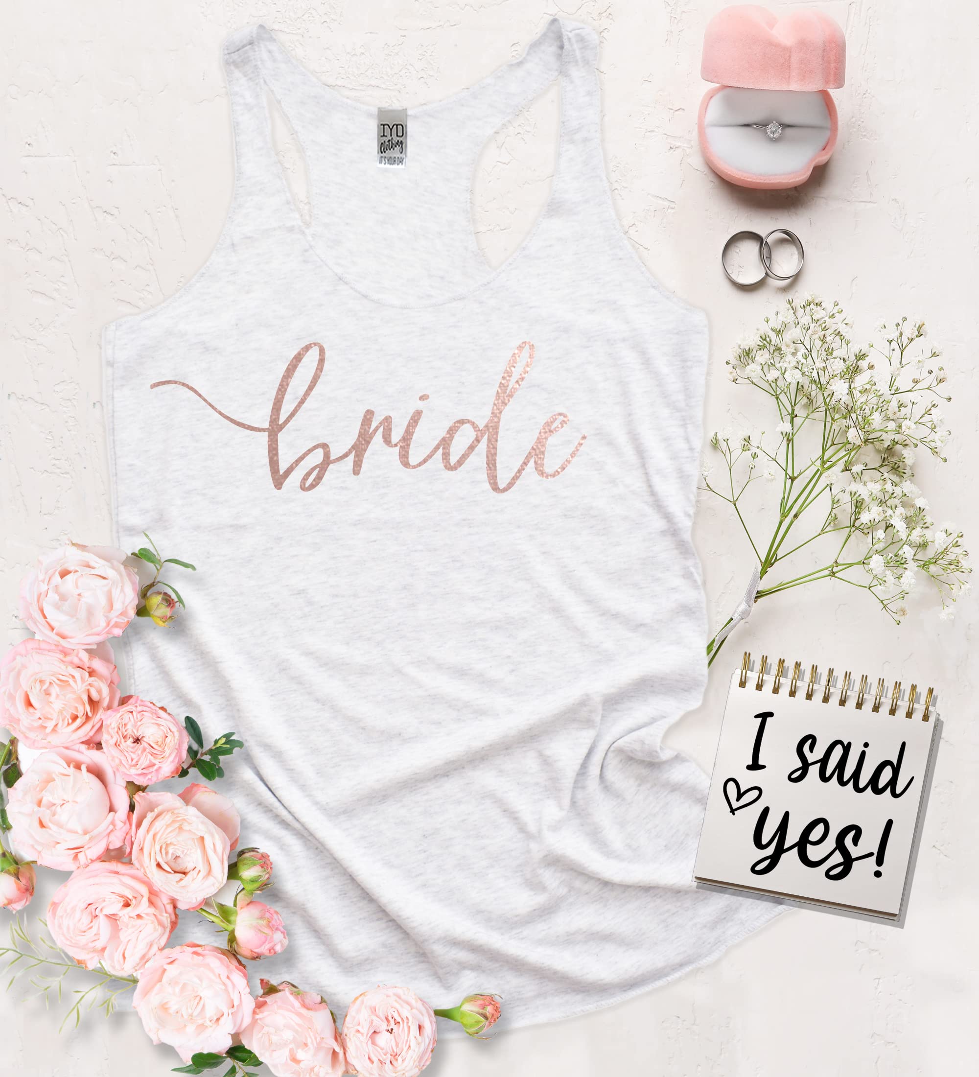 Rose Gold Bridal Party Tri-Blend Racerback Tank Top for Women - Perfect Bridesmaid Gift for Weddings, Bachelorette Parties & Girls' Night Out