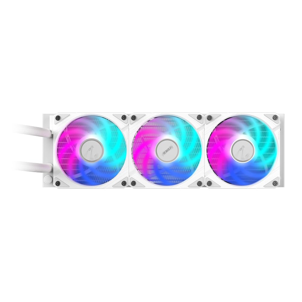GIGABYTE AORUS WATERFORCE II 360 AIO Liquid CPU Cooler with 3 ARGB 120mm Fans - Intel LGA 1851 & AMD AM5 Compatible - Sliding Interlocking Mechanism & Daisy-Chain for Easy Installation - Perfect for Gaming PC Builds and High-Performance Workstations