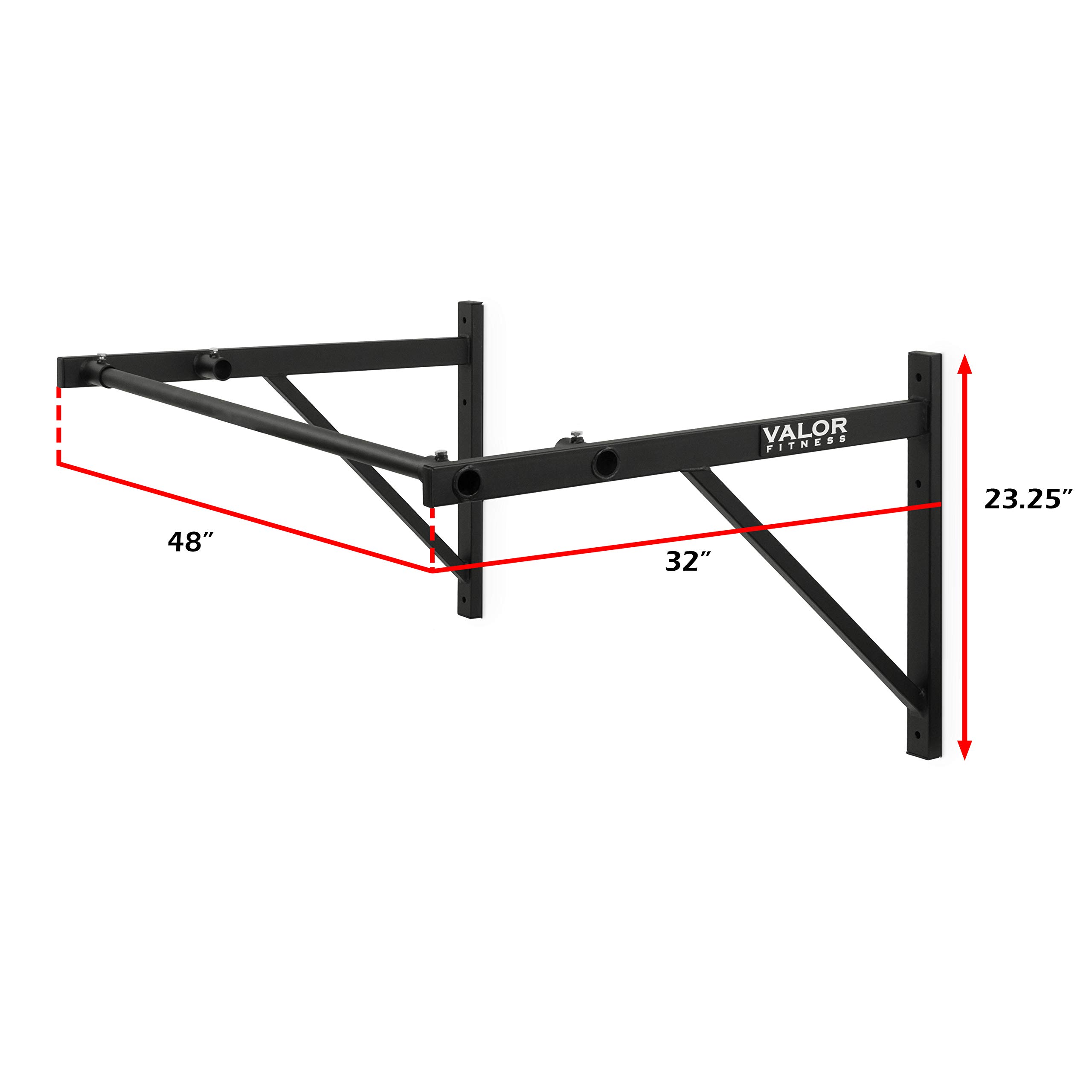 Valor Fitness CHN-3 Wall Mounted Pull Up Bar - Multi-Grip Chin Up Bar for Home Gym, Strength Training & Bodyweight Exercises - Perfect for Garage, Basement & Home Workouts