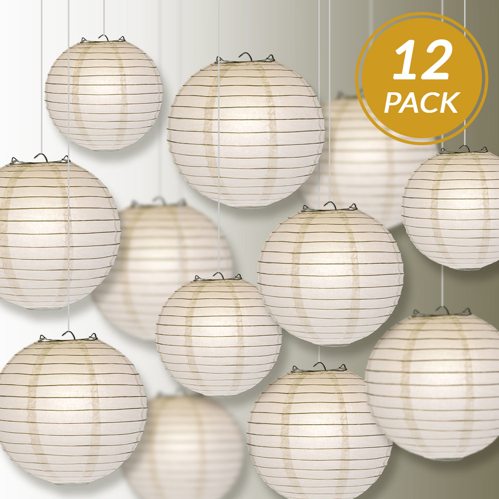 12 Pack White Paper Lanterns for Wedding & Party Decorations - Chinese Hanging Lanterns Set (12/10/8 Inch) - Perfect for Indoor/Outdoor Events, Home Decor & Festival Celebrations