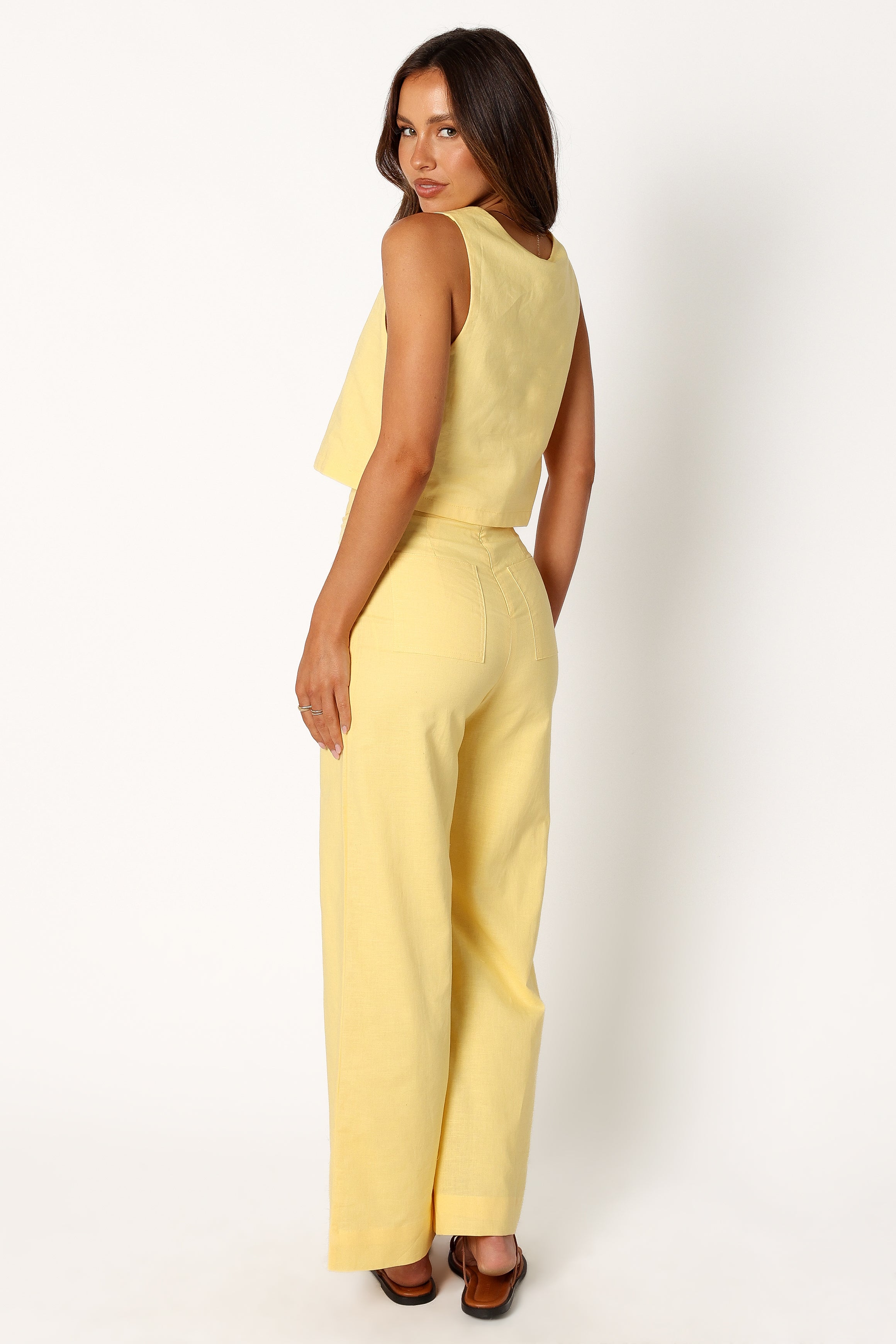 Devlin Women's High-Waisted Butter Yellow Pants - Soft Stretch Comfort for Work, Travel & Casual Wear